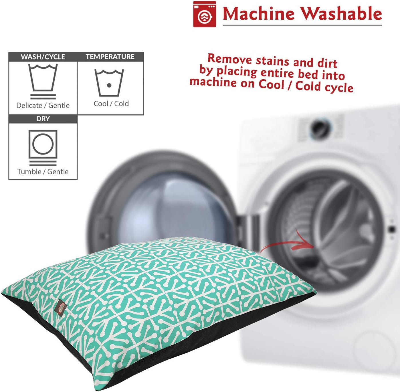 Majestic Pet Washable Rectangle Dog Crate & Kennel Bed - Non Slip, Comfortable - Super Value Pillow Dog Bed - Large Breed (46 x 35 Inch) - Aruba Pacific