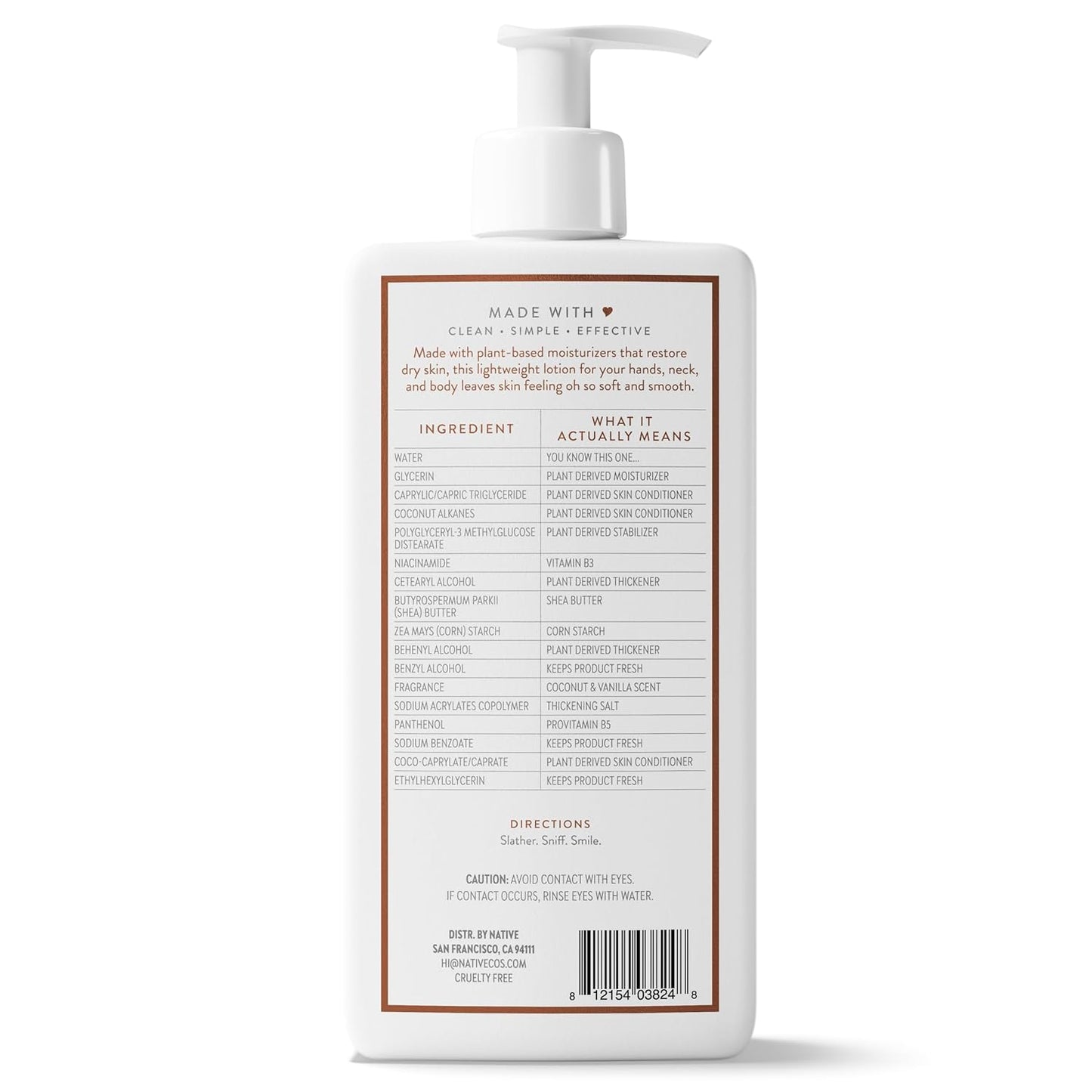 Native Body Lotion Contains Naturally Derived Plant-Based Moisturizers for Women and Men | Restores Dry Skin, Coconut & Vanilla, 16.5 fl oz
