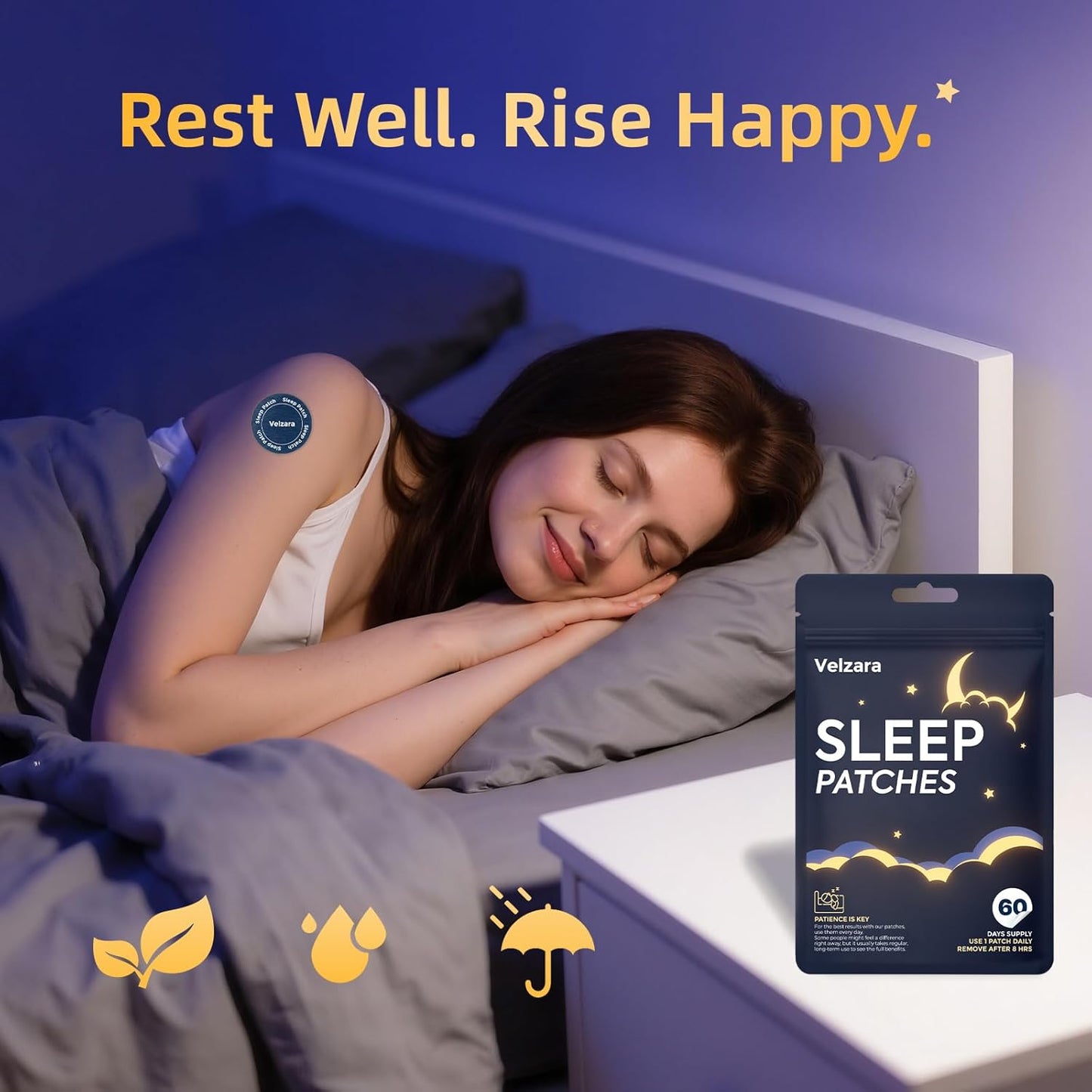 Sleep Patches for Women and Men, Plant-Based Sleep Patch Easy-to-Apply Vegan-Friendly 60 Patches