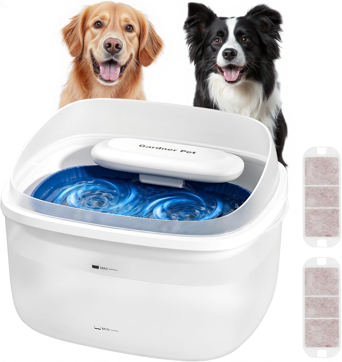 Gardner Pet Dog Water Fountain for Large Dogs, 8L/2.1Gal Large Capacity Automatic Dog Water Bowl Dispenser with Vortex Circulation, Splash-Proof, Quiet Dog Water Bowl(Without Adapter)