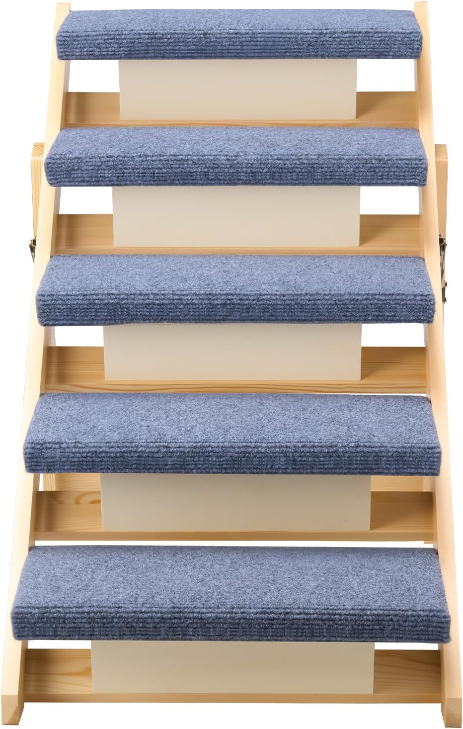 VEVOR Wood Pet Stairs, 5-Step Dog Stairs for Beds, Sofa & Cars, 150lbs Load Capacity, Floded Flat Design, Stable & Sturdy Cat & Dog Step Ladder for Small Medium Large Older Pet Puppy Essentials