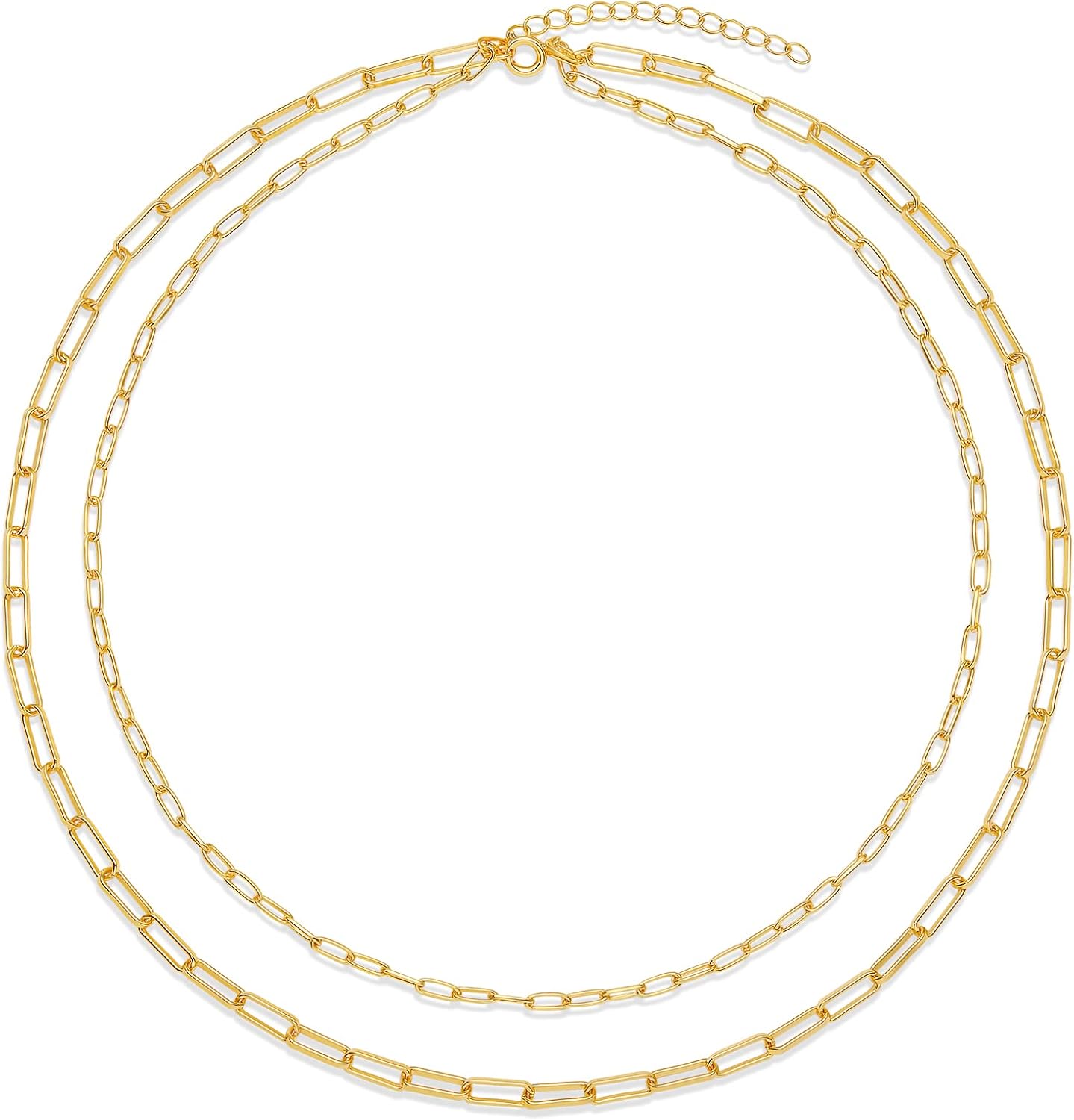 Amazon Essentials 14K Gold Plated or Sterling Silver Layered 2 Row Chain Necklace