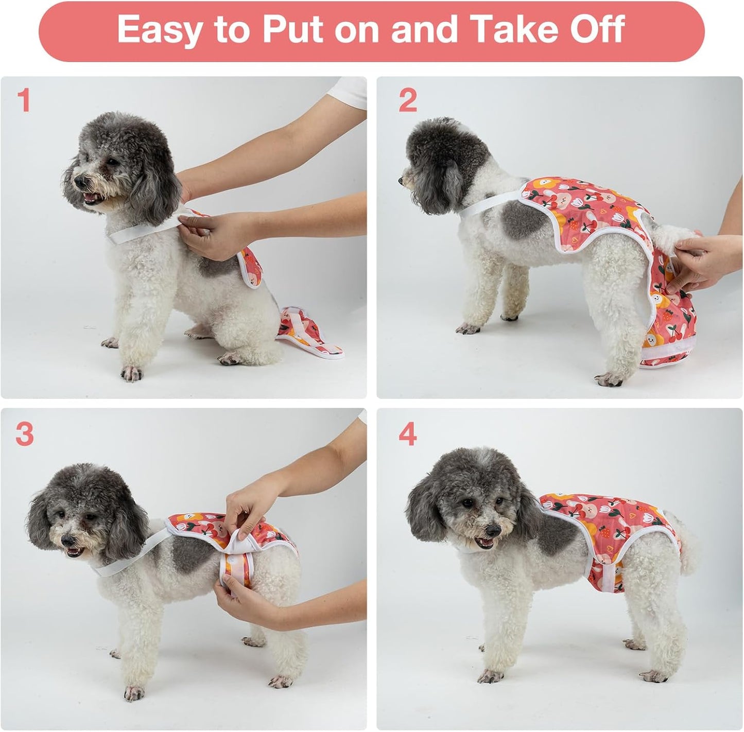 MICOOYO Dog Diaper Onesie Sanitary Pantie with Adjustable Suspender Washable Dog Period Panties Doggie Diapers Pet Underwear Female Dogs Diapers for Heat (Animals, XS/S)