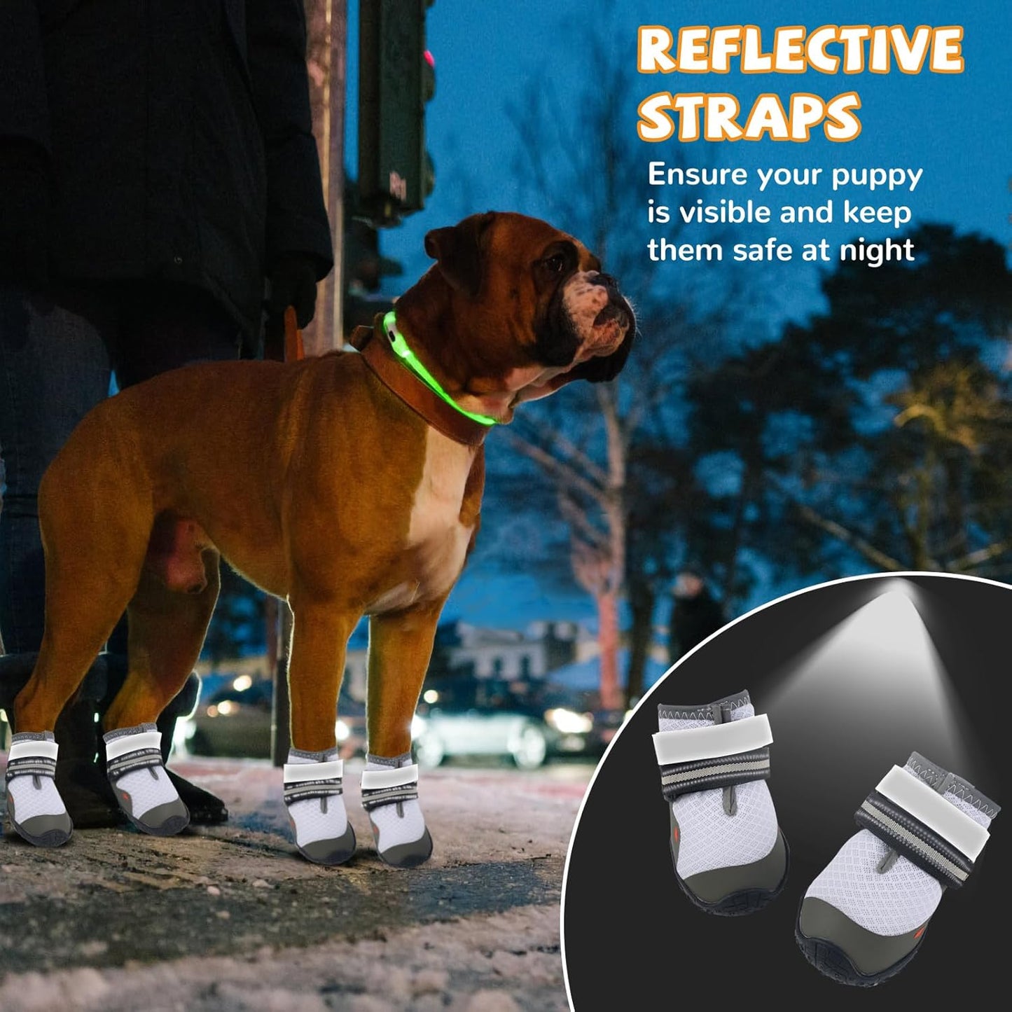 Dog Shoes for Large Small Medium Dogs, Dog Boots & Paw Protectors to Prevent Licking, Anti-Slip Dog Booties with Reflective for Hot Pavement, Outdoor Hiking, Hardwood Floors, Winter Snow (Size 8)