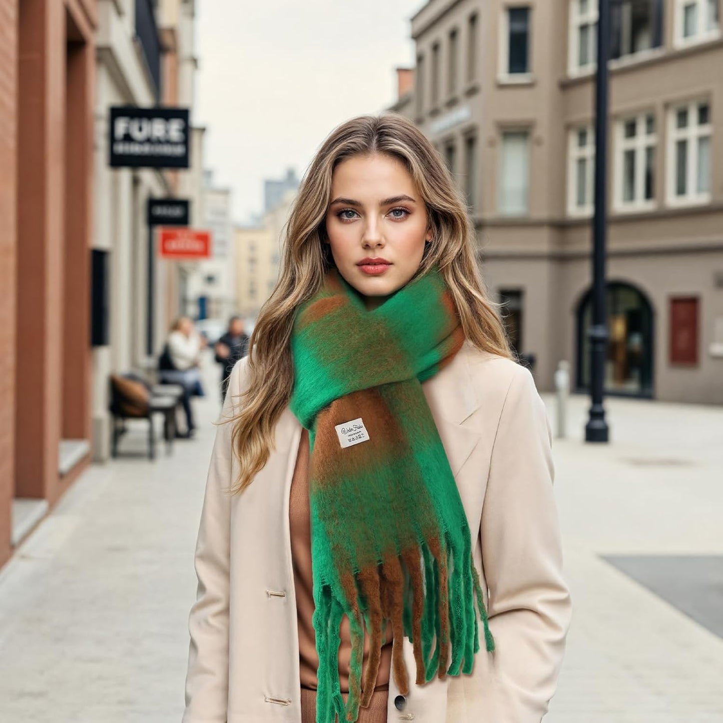 Clothirily Womens Mohair Winter Scarf, Warm Scarfs for Women, Cashmere Feel Women Plaid Scarves, Winter Pashmina Shawls Wraps