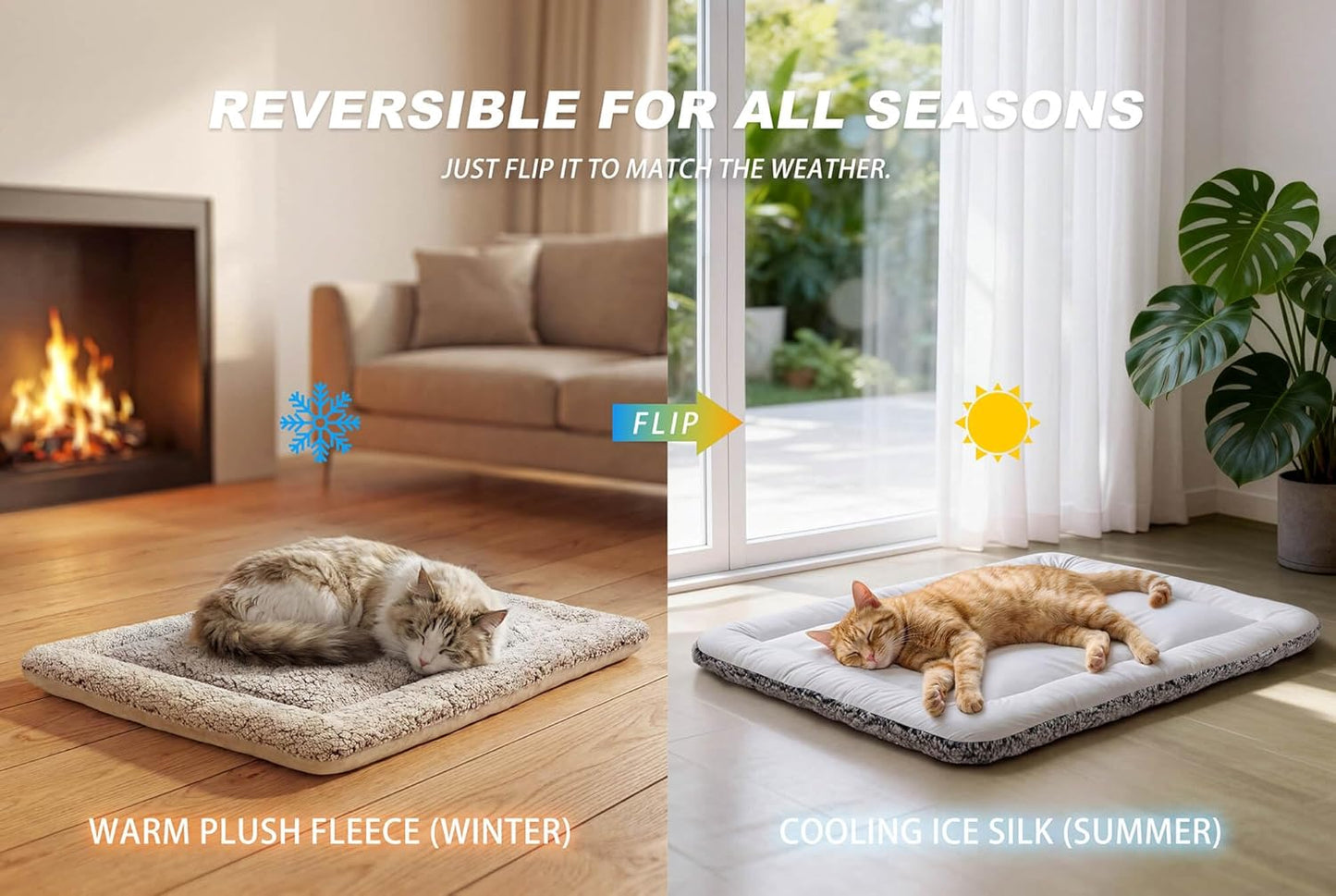 Dog Cooling Mat, Self Warming Cat Bed, Reversible Warm & Cooling Cat Bed, Winter Warm Cat Pad & Summer Cooling Cat Mat for Kittens & Small Dogs, Perfect for Crates, Beds & Sofas, Gray, 18" x 24"