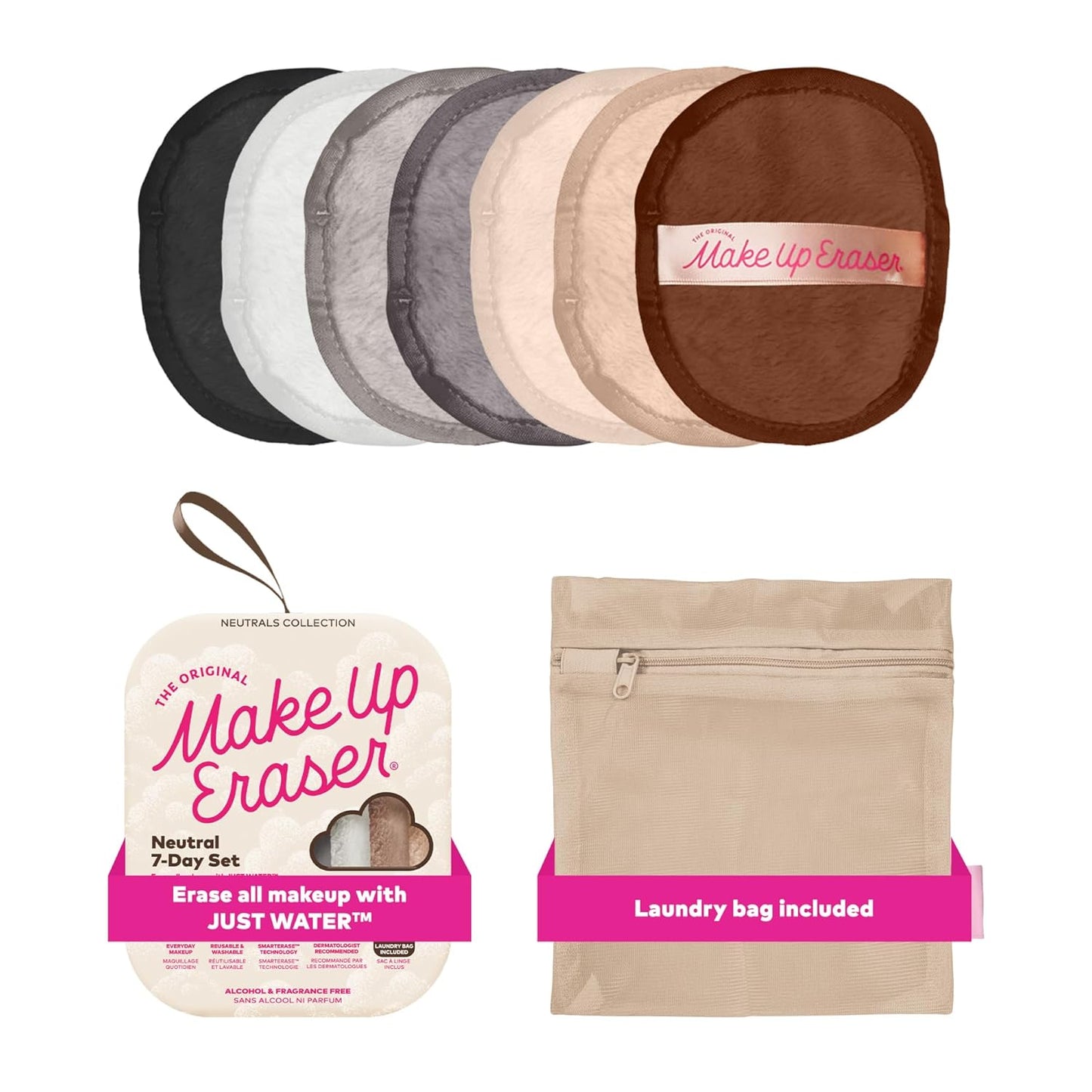 7-Day Set, Erase All Makeup with Just Water, Including Waterproof Mascara, Eyeliner, Foundation, Lipstick, Sunscreen, and More! 7ct