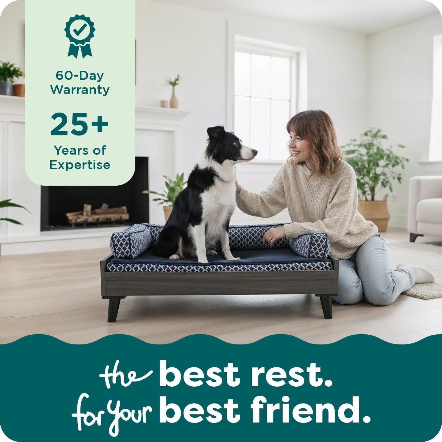 Furhaven Elevated Dog Bed Frame for 30" x 20" Medium Dog Beds, Easy Assembly - Mid-Century Modern Bed Frame - Gray Wash, Medium