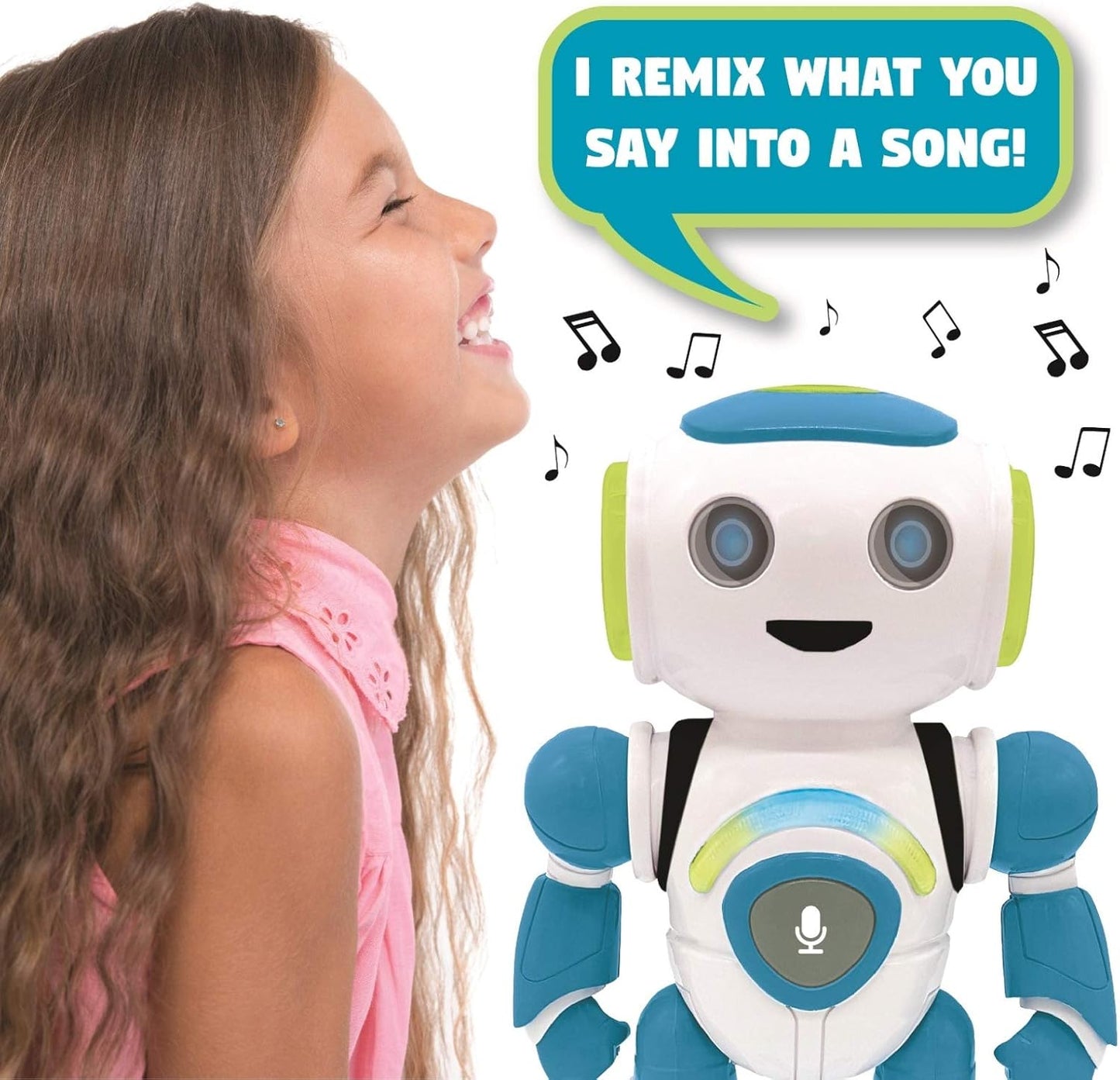 LEXiBOOK - Powerman Jr. Smart Interactive Toy Robot That Reads in The Mind Toy for Kids Dancing Plays Music Animal Quiz STEM Programmable Remote Control Boy Robot Junior Green/Blue - ROB20EN