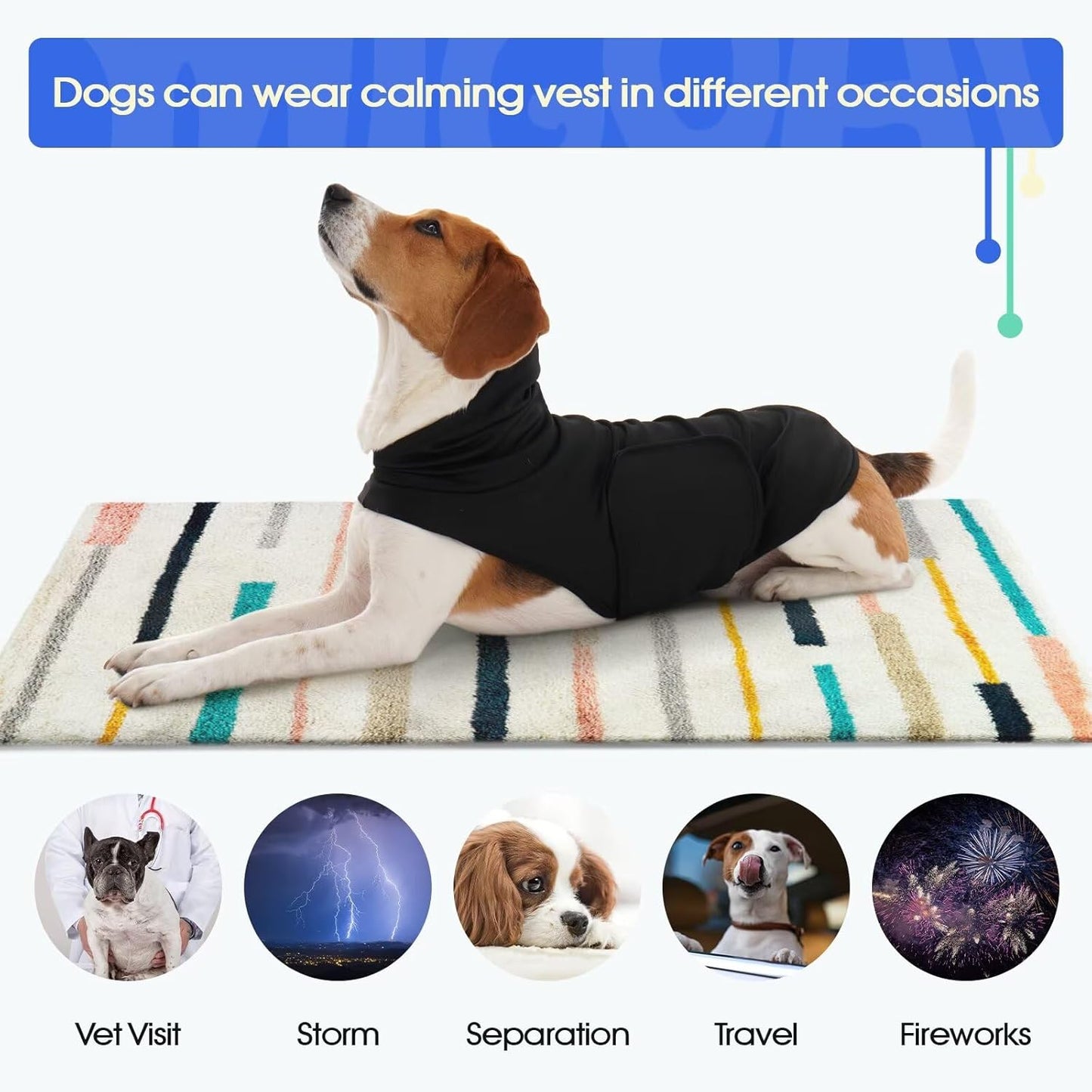 MIGOHI Dog Anxiety Vests for Small Dogs, Calming Hoodie for Fireworks,Noise,Comfort Vests for Anxiety, Wrap Ears to Relief Anxious, New Places, Social Stress, Xs,Black