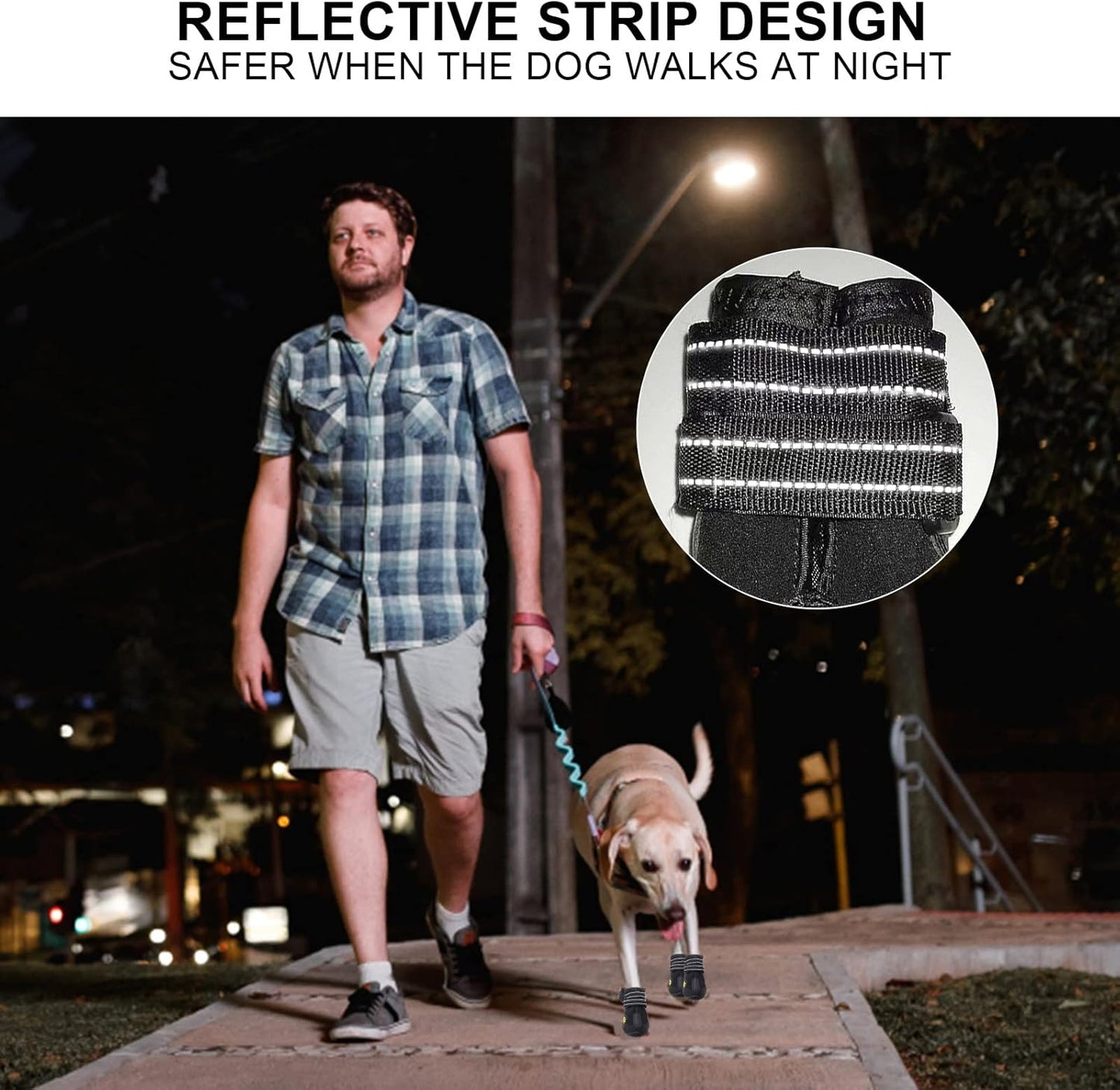 Dog Boots for Large Dogs, Medium Dogs and paw Guards for Snowy Winters, hot Summer Roads, Waterproof Rainy Days, Outdoor Walking, and Non-Slip Indoor Hard Surfaces 4 Pieces