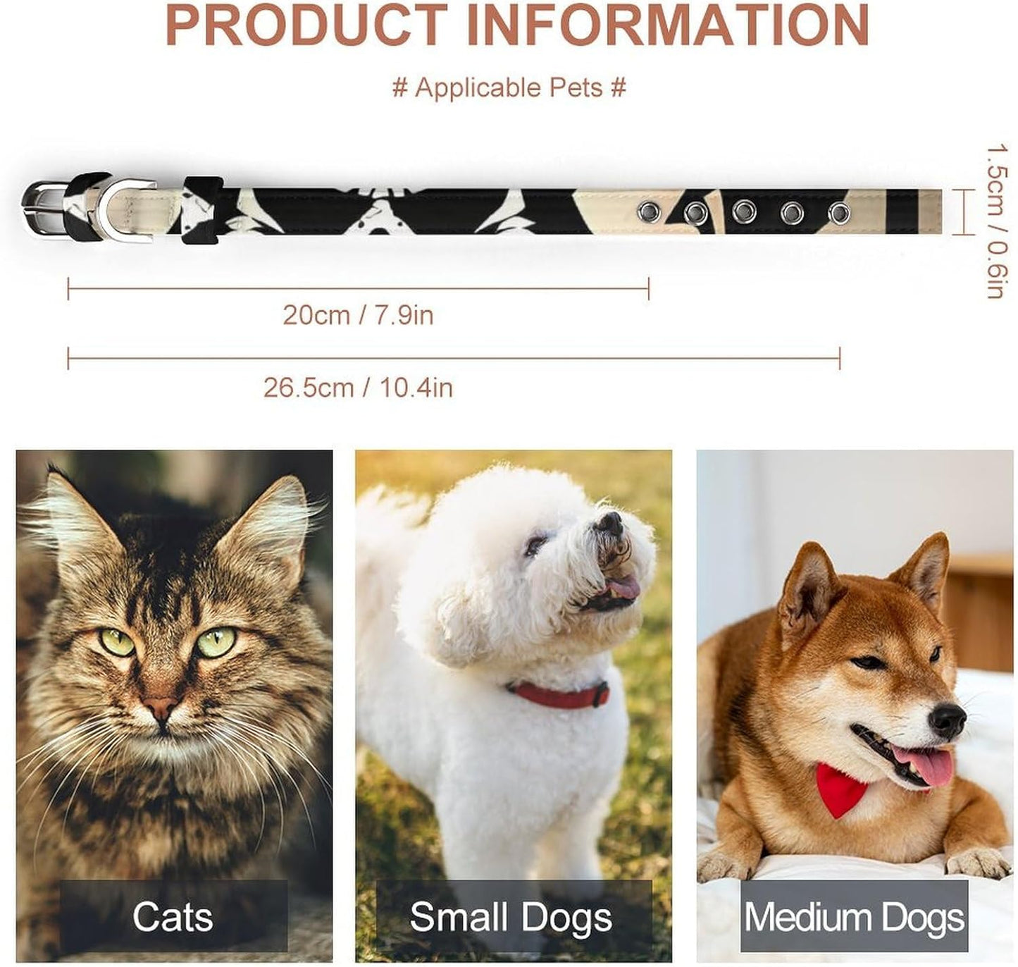 Devil Satan Dog Collar with Buckle Adjustable Martingale Pet Collars Cute Female Male Puppy Collar Soft Waterproof Cat Collars for Small Medium Dogs