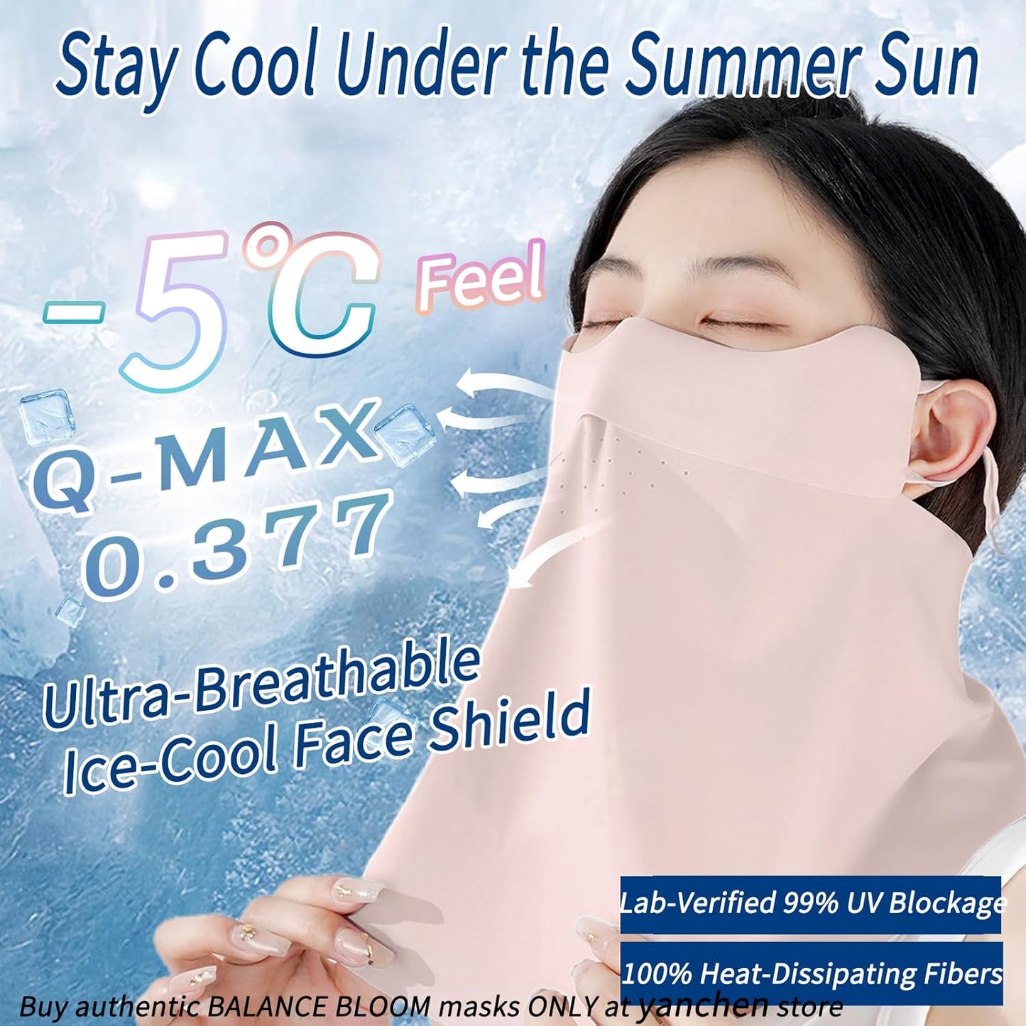 UV Sun Protection Face Mask with Neck Coverage UPF 50+ Face Shield Breathable Design for Summer Outdoor Activities