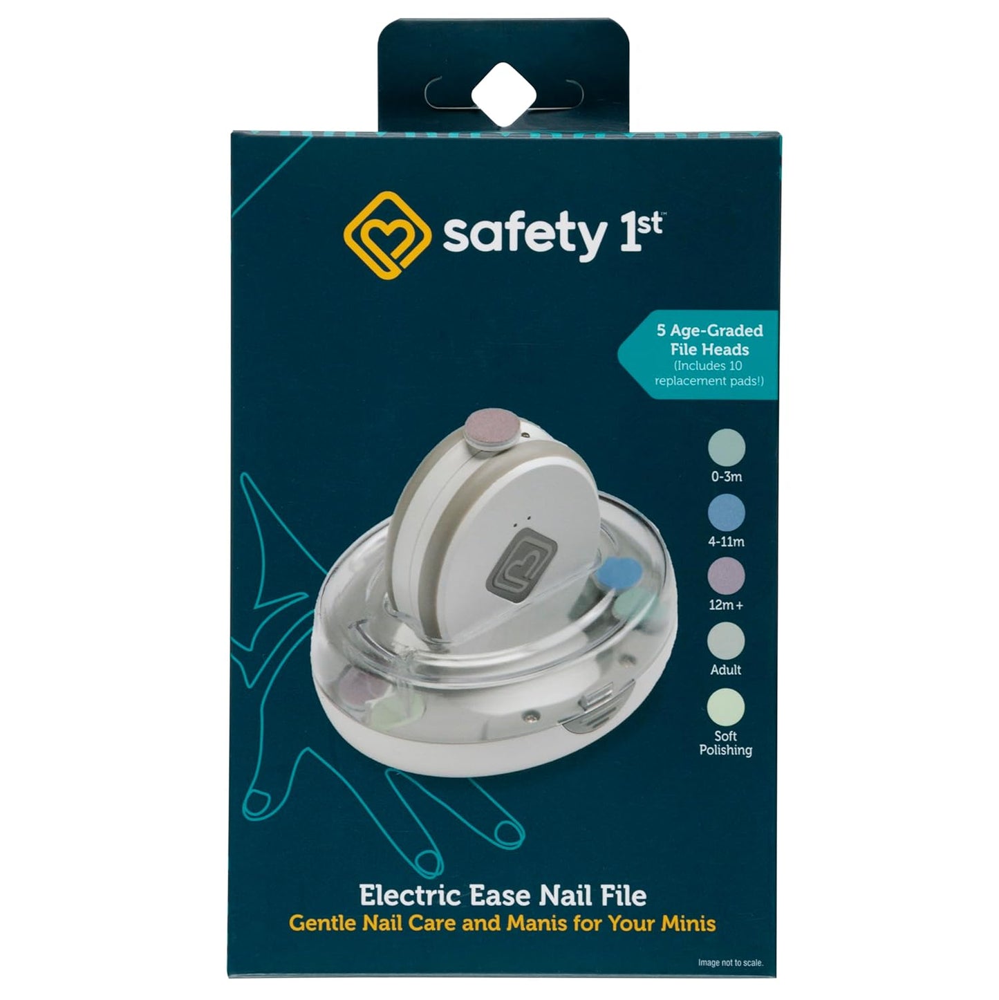 Safety 1st Electric Ease Nail File, Gentle and Easy to use, with Built in Light, Grey