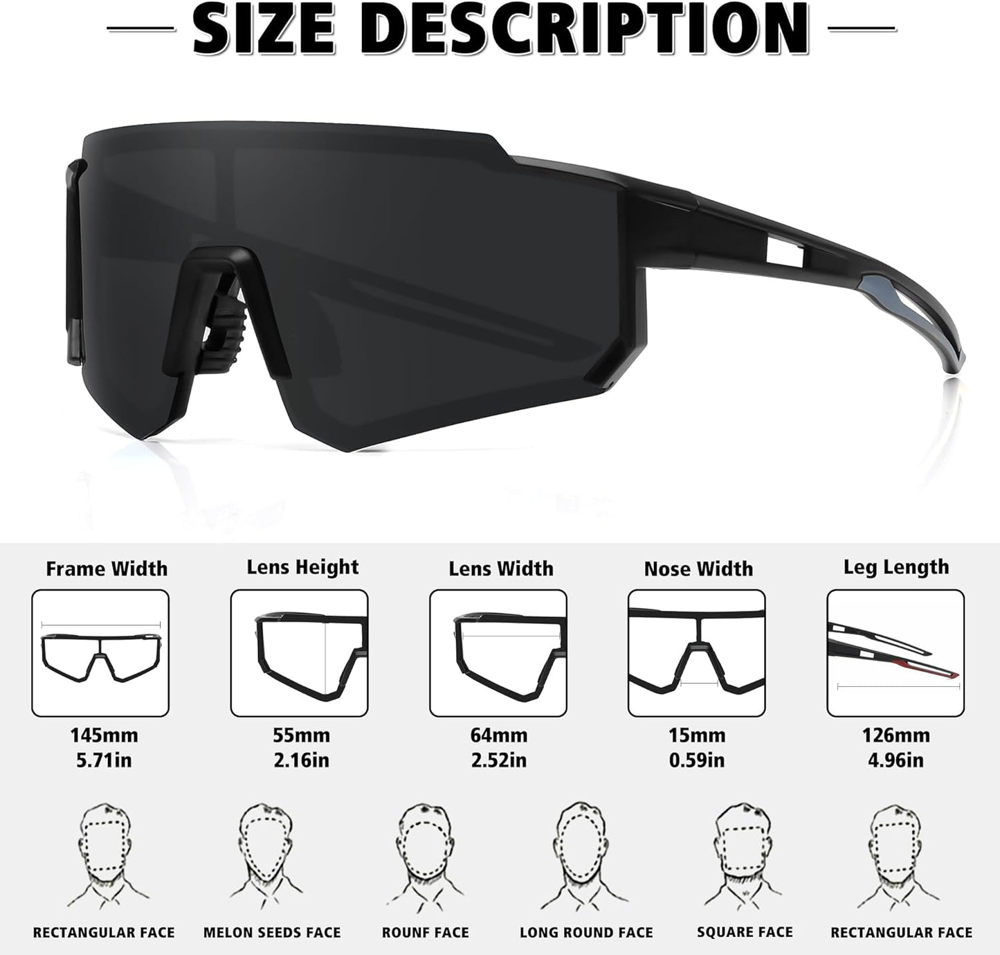STORYCOAST Polarized Sports Sunglasses for Men Women,Driving Fishing Cycling Mountain Bike Sunglasses UV400 Protection