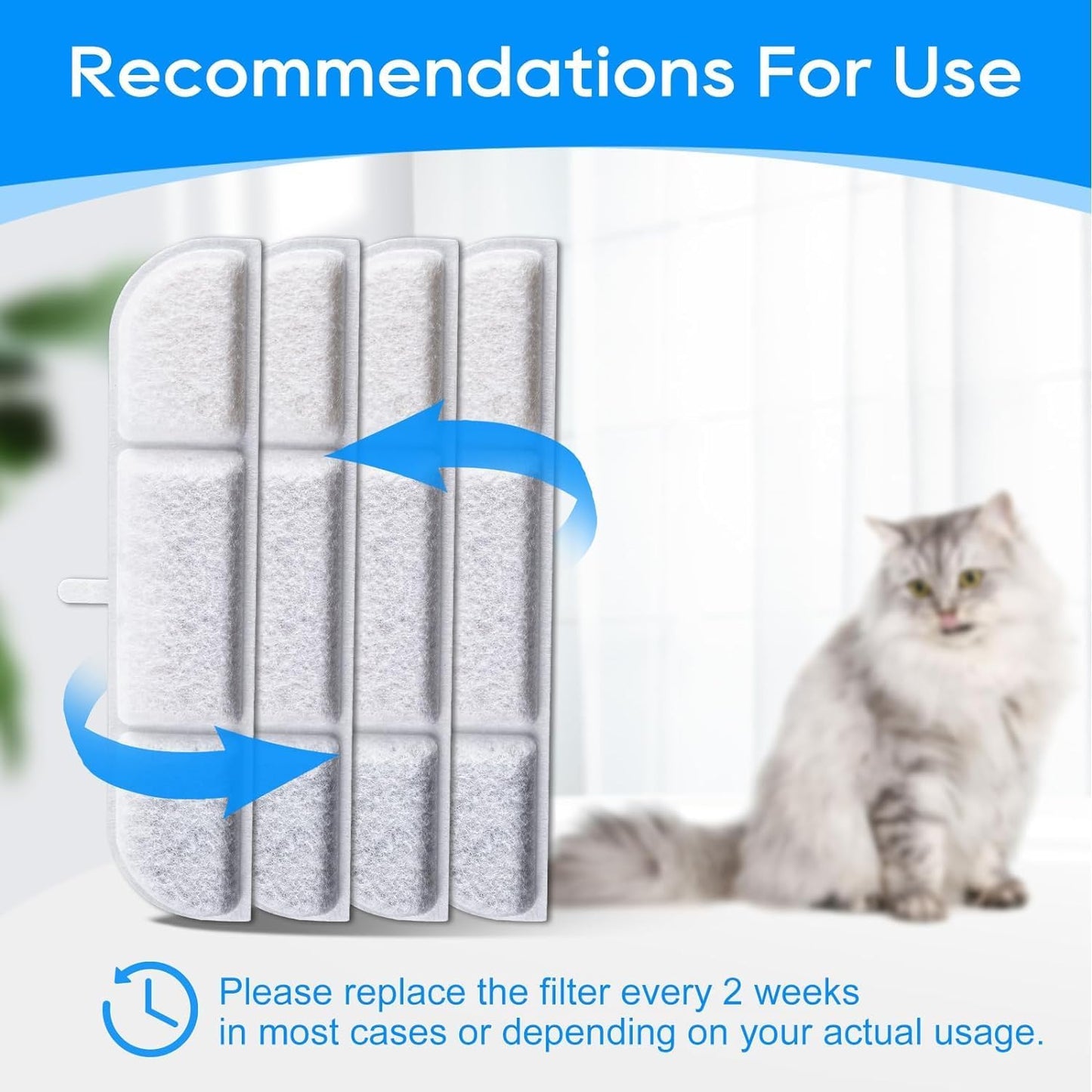 6 Packs Replacement Filters Compatible with DownyPaws Pet Wireless Cat Water Fountain 84oz/2.5L, Filter for Cat and Dogs Water Fountain DPWFP6(6 Filter +6 prefilter)