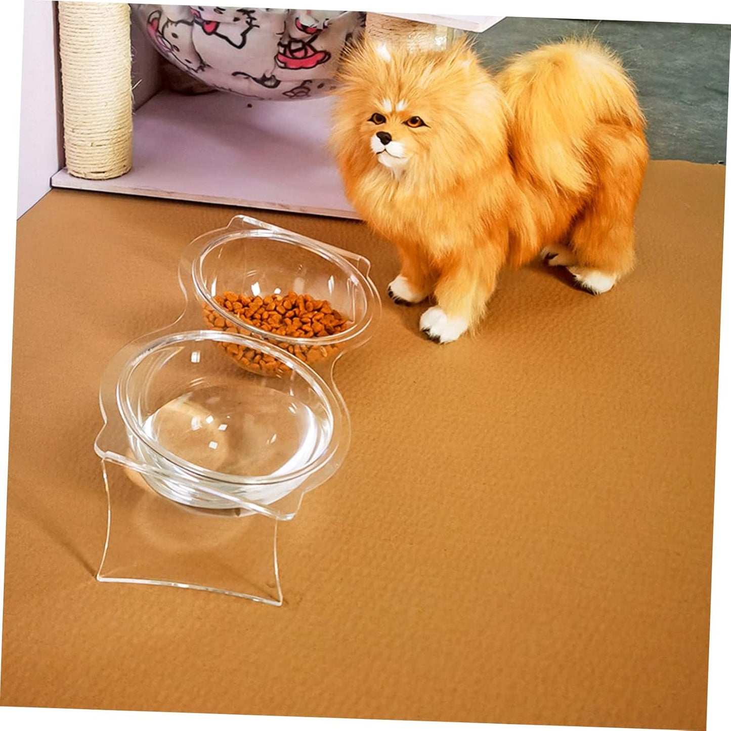 TOYANDONA Elevated Double PET Bowls Acrylic Cat and Dog Food Water Bowl Set Neck Protective Feeding Station for Cats and Kittens Sturdy and Easy to Clean