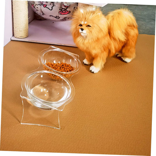 TOYANDONA Elevated Double PET Bowls Acrylic Cat and Dog Food Water Bowl Set Neck Protective Feeding Station for Cats and Kittens Sturdy and Easy to Clean