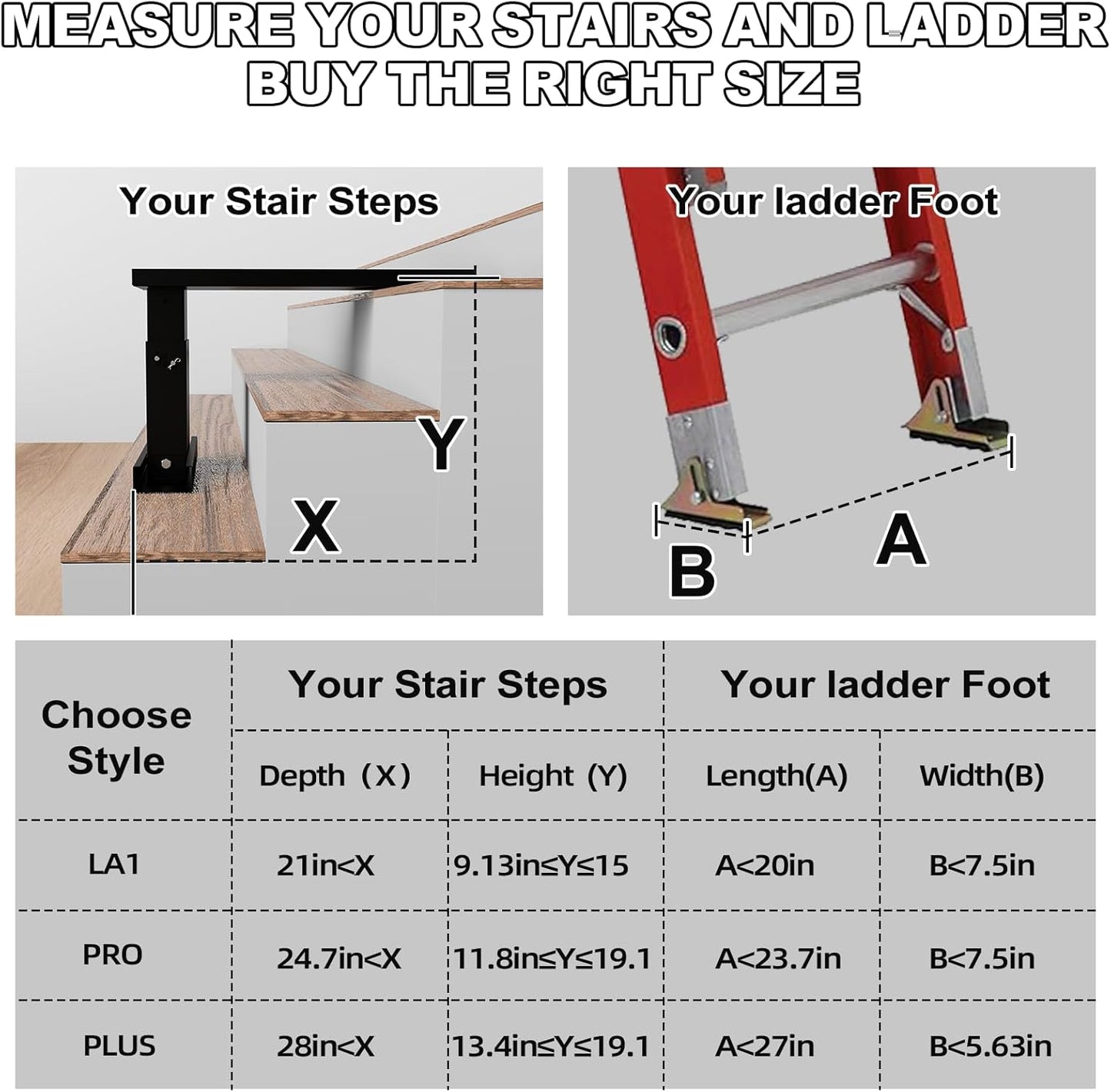 Foldable Ladder Extender for Stairs-Heavy-Duty Ladders Leveler-Adjustable 11.8-19.1" Height/Platform 23.7x7.5"/Non-Slip Mat-Ladder Extension Aide Stabilizer for Extension/Straight/Telescopic Ladders