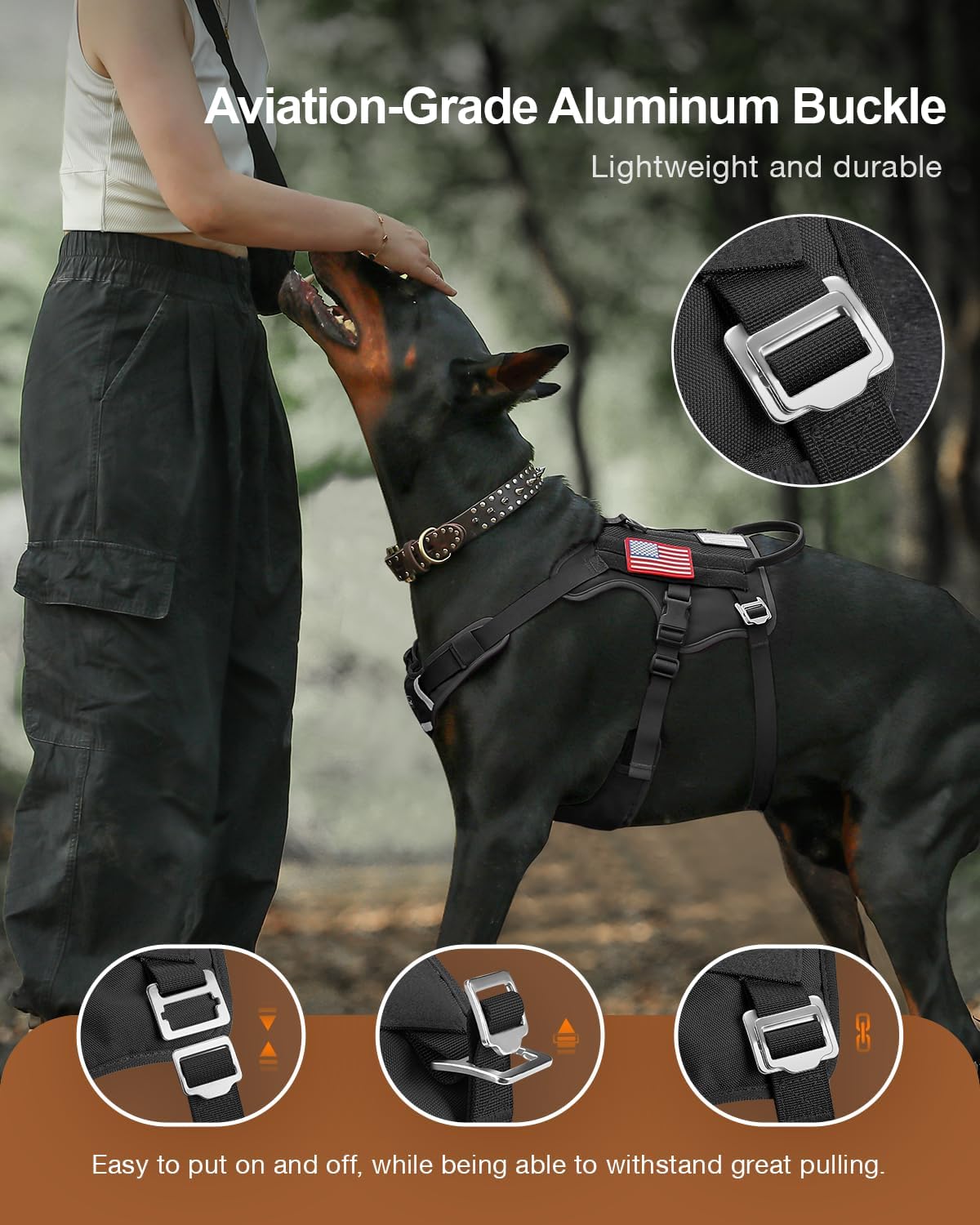 FAYOGOO Tactical Dog Harness for Large Medium Breed - Mesh Breathable Dog Harness Escape Proof with Handle - No Pull Military Service Dog Vest with Removable Patches for Walking,Training,Hiking