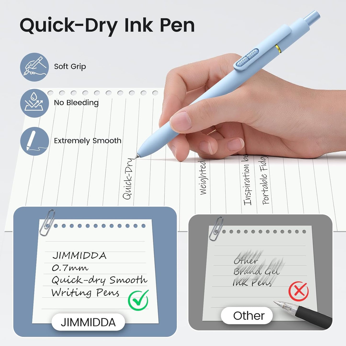 8Pcs Black Gel Pens - 0.7mm Medium Point Black Ink Pens | Smooth Writing - Quick Drying Retractable Pen for Men Women (Morandi - 8Pcs)