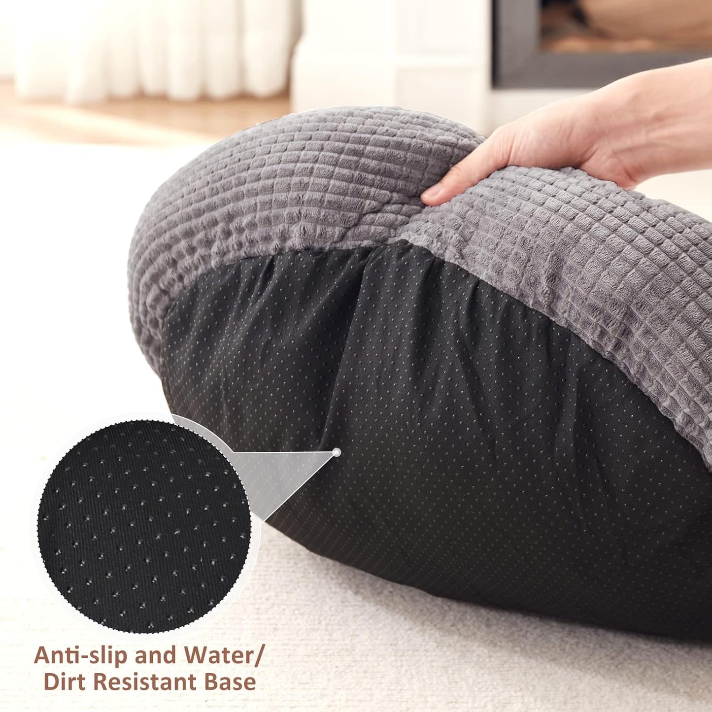 MIXJOY Dog Bed with Blanket, Round Calming Cozy Cave for Medium Dogs, Soft Plush Cuddler Puppy Bed and Burrow Cave, Anti-Slip Bottom, 26inch