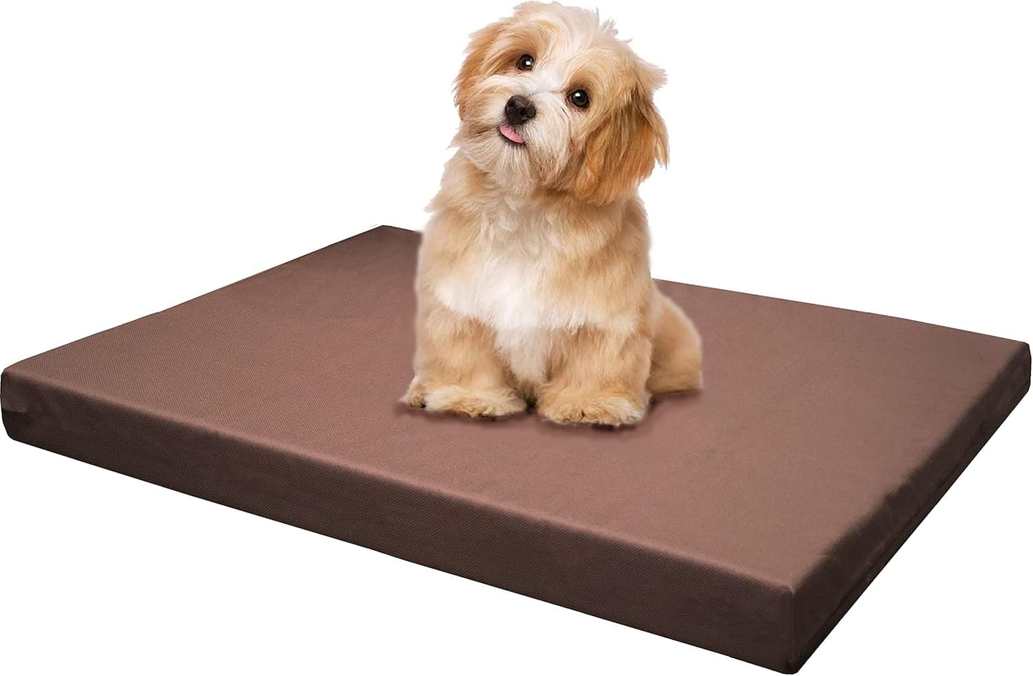 Dogbed4less Memory Foam Platform Dog Bed, Crate Mattress for Orthopedic Joint Relief with Waterproof Removable Cover Small 24X16X3 Brown