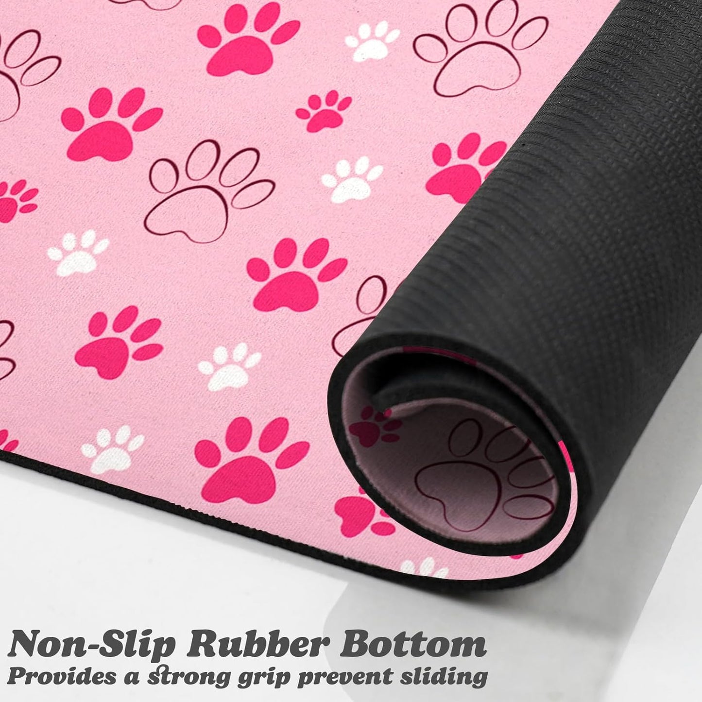 Dog Food Mat, Absorbent Water Bowl Mats Cat Pet Feeding Placemats Pink 12 * 20 inch