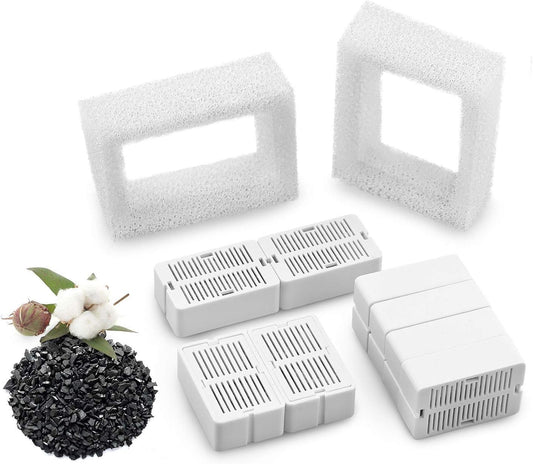 Ofat Home Cat Water Fountain Replacement Filters, 8 Pack Cat Fountain Carbon Filters and 2 Pack Foam Filters for Cat Water Fountain Dog Water Dispenser