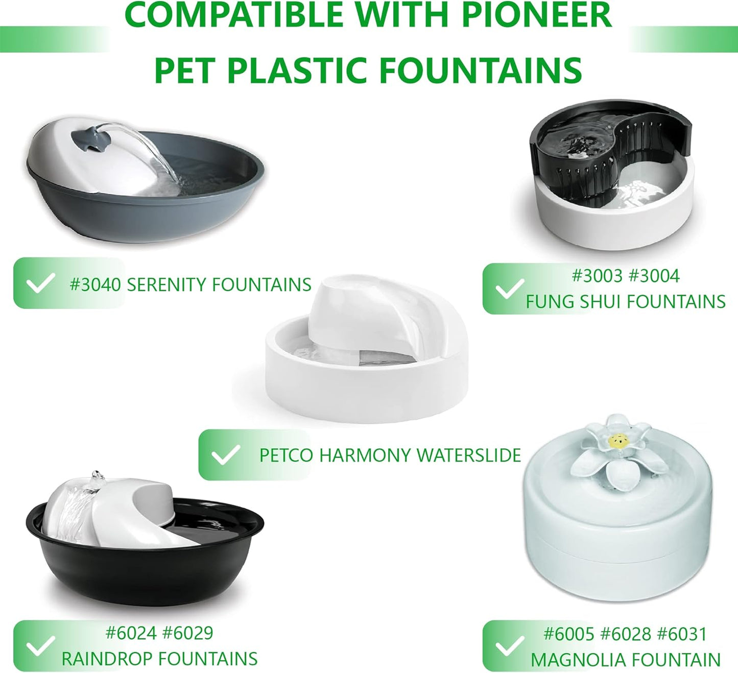 12 Pack Pet Fountain Replacement Carbon Filters Compatible with Pioneer Pet Plastic Fountain Raindrop, Feng Shui, Serenity, Magnolia & EveryYay, Cat Dog Water Bowl Dispenser Filter