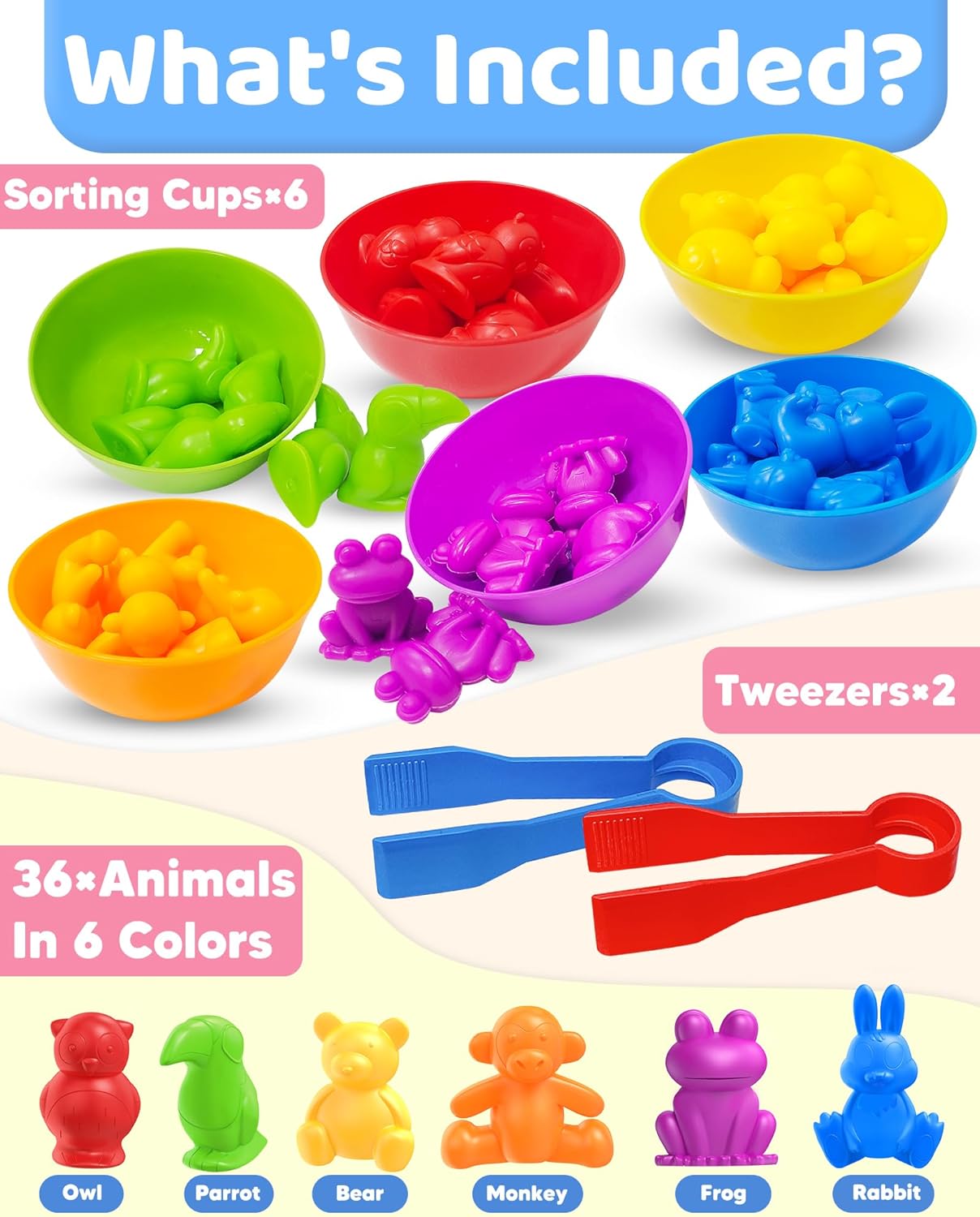 Counting Animals Montessori Toys for 3 4 5 Years Old Boys Girls, Preschool Learning Activities Educational Sensory Toys Gifts Easter Basket Stuffers for Kids Toddlers Ages 3-5, 4-8