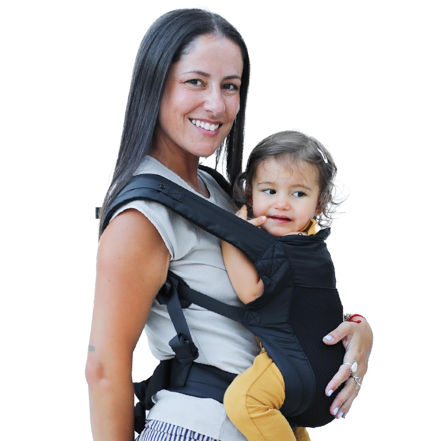 Beco Fly Lightweight Baby Carrier - Compact, Foldable & Ultralite Toddler and Baby Backpack Carrier with Carry Bag, Front & Back Carry in The Hip-Healthy “M”-Position (15–45 lbs) - Black