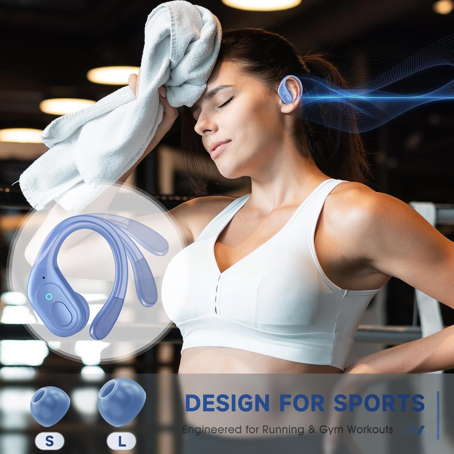 Wireless Earbuds Bluetooth 5.4 Headphones, Noise Canceling Ear Buds with 75hr Playtime, LED Power Display, IPX7 Waterproof Earphones Over Ear Earphones for Sports/Workouts