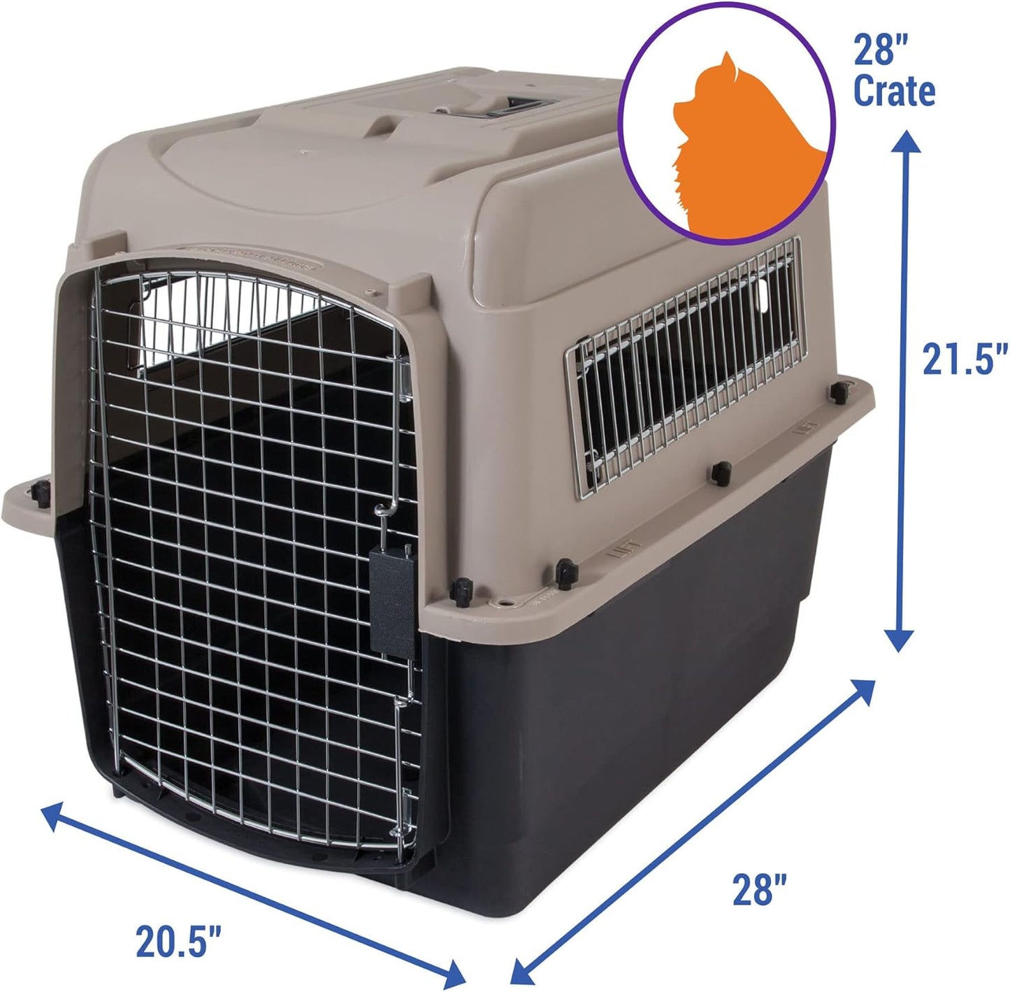 Petmate Ultra Vari Dog Kennel for Small to Medium Dogs (Durable, Heavy Duty Dog Travel Crate, Made with Recycled Materials, 28 in. Long) 25 to 30 lbs, Made in USA