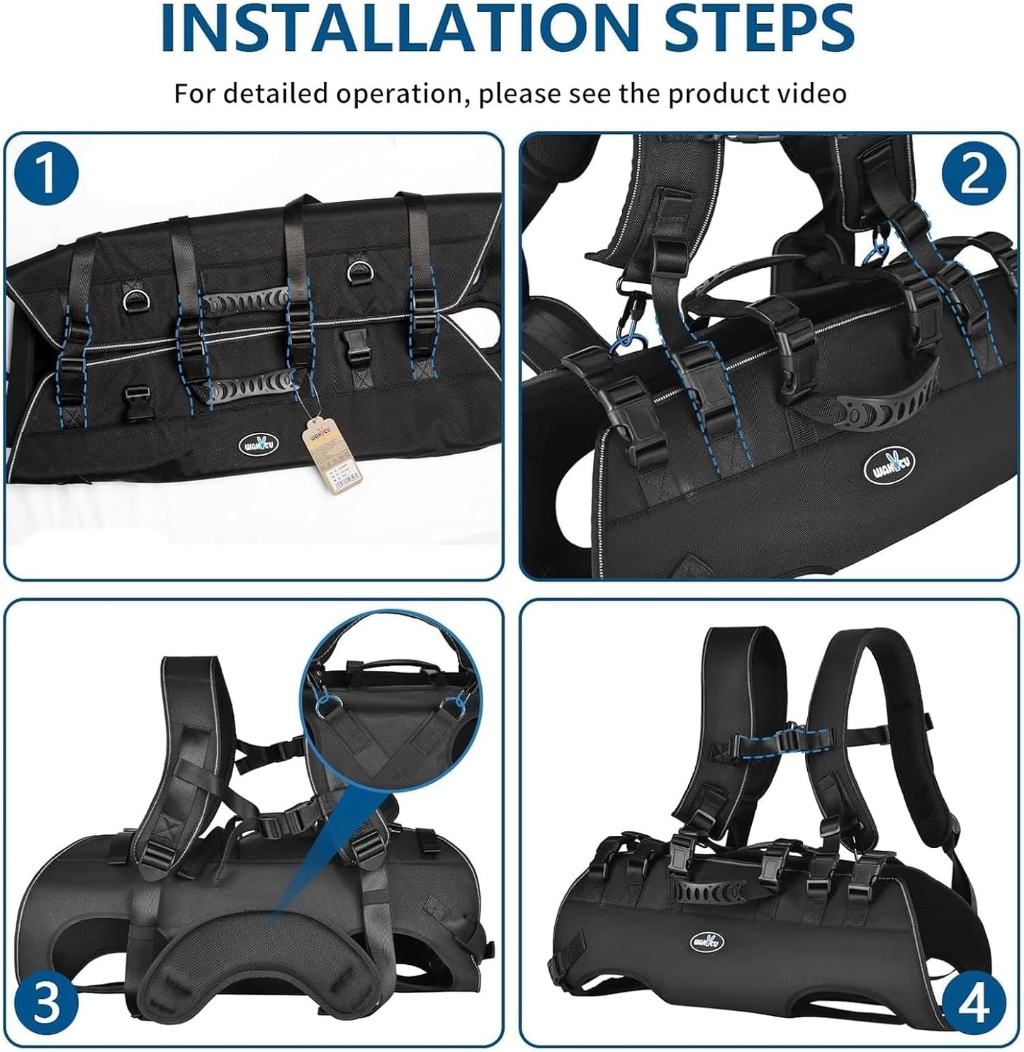 Dog Lift Harness Sling Carrier for Dogs Hind Leg Stair Support Old, Disabled, Joint Injuries, Arthritis, Large Dogs Up and Down Stairs, Cars(33-66 LBS)
