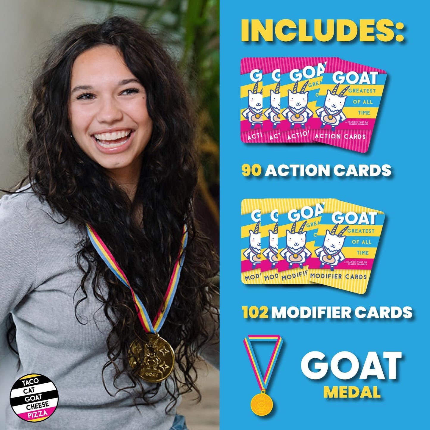 Greatest of All Time Goat Card Game by Dolphin Hat Games | Hilarious Twist on Charades | Funny Improv Family Game for Kids, Teens & Adults | Great Icebreaker for Game Night | 3–8 Players