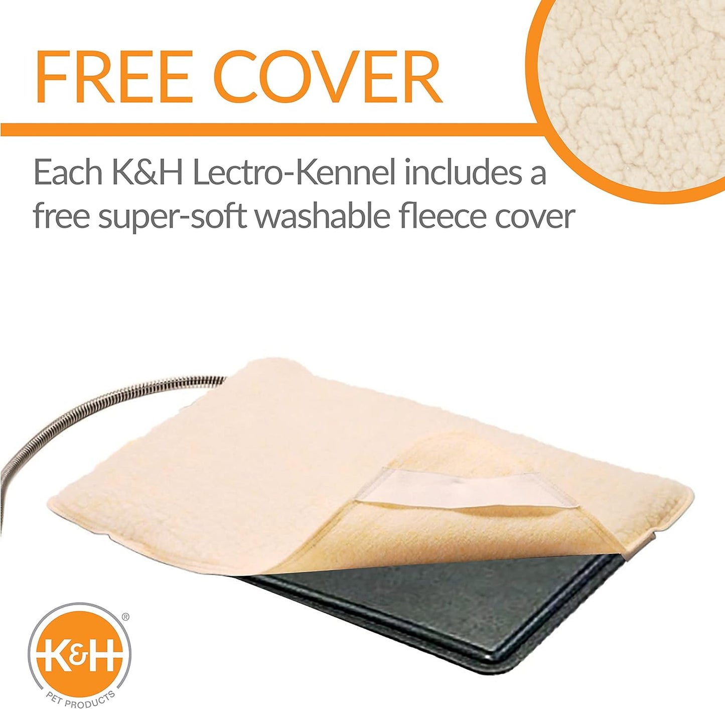 K&H Pet Products Lectro-Kennel Heated Outdoor Dog Pad, Durable Rigid ABS Plastic Waterproof Heated Pad for Cat & Dog Houses Outdoor, Washable Cover, Safety Listed - Large 28.5 X 22.5in Black 80W
