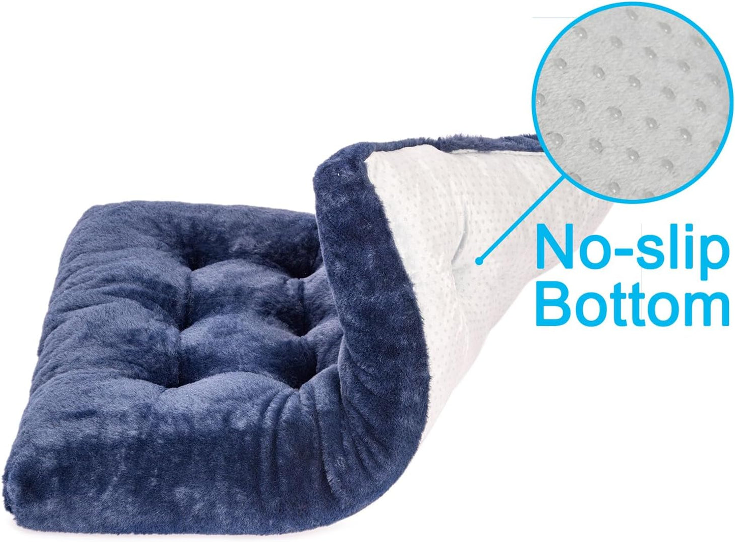 2 Pack Washable Dog Bed, Deluxe Plush Dog Crate Beds with Anti-Slip, Comfy Kennel Pad Pet Sleeping Mat for Large, Medium and Small Dogs (2 Pack x Navy, 23.0" L x 18.0" W x 3.0" Th)