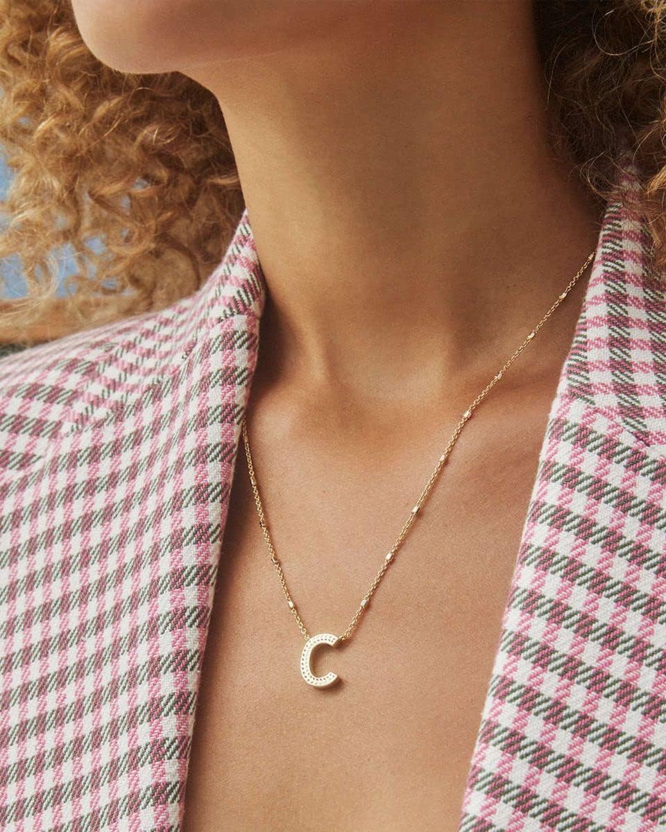 Kendra Scott Letters A-Z Pendant Necklace for Women, Fashion Jewelry, 14k Gold-Plated Brass
