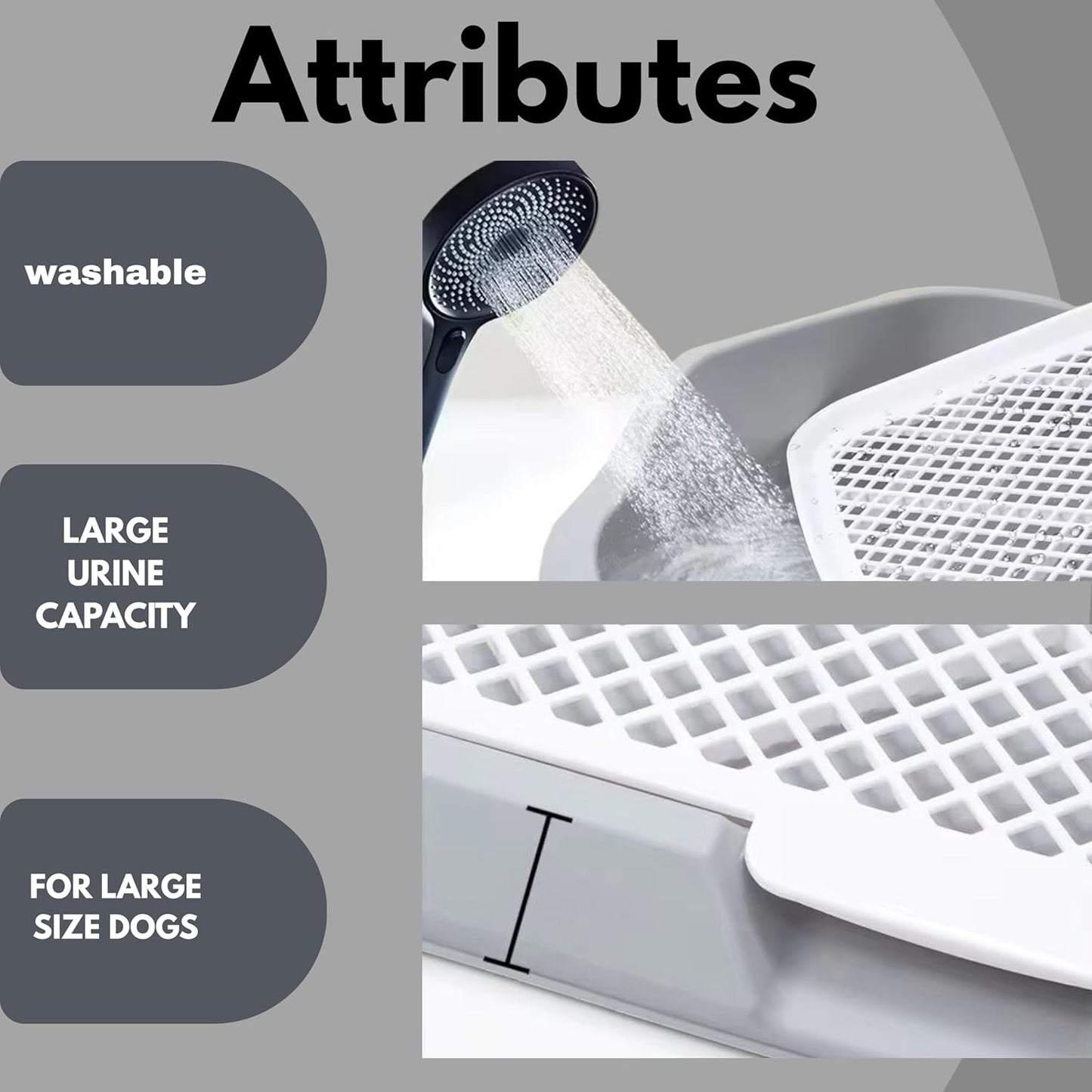 Dog Potty Training Tray for Large & XL Dogs, Extra-Large Indoor Dog Toilet with Mesh Grid & Training Post, Leak-Proof Reusable Pee Pad Holder, 25.6 x 20