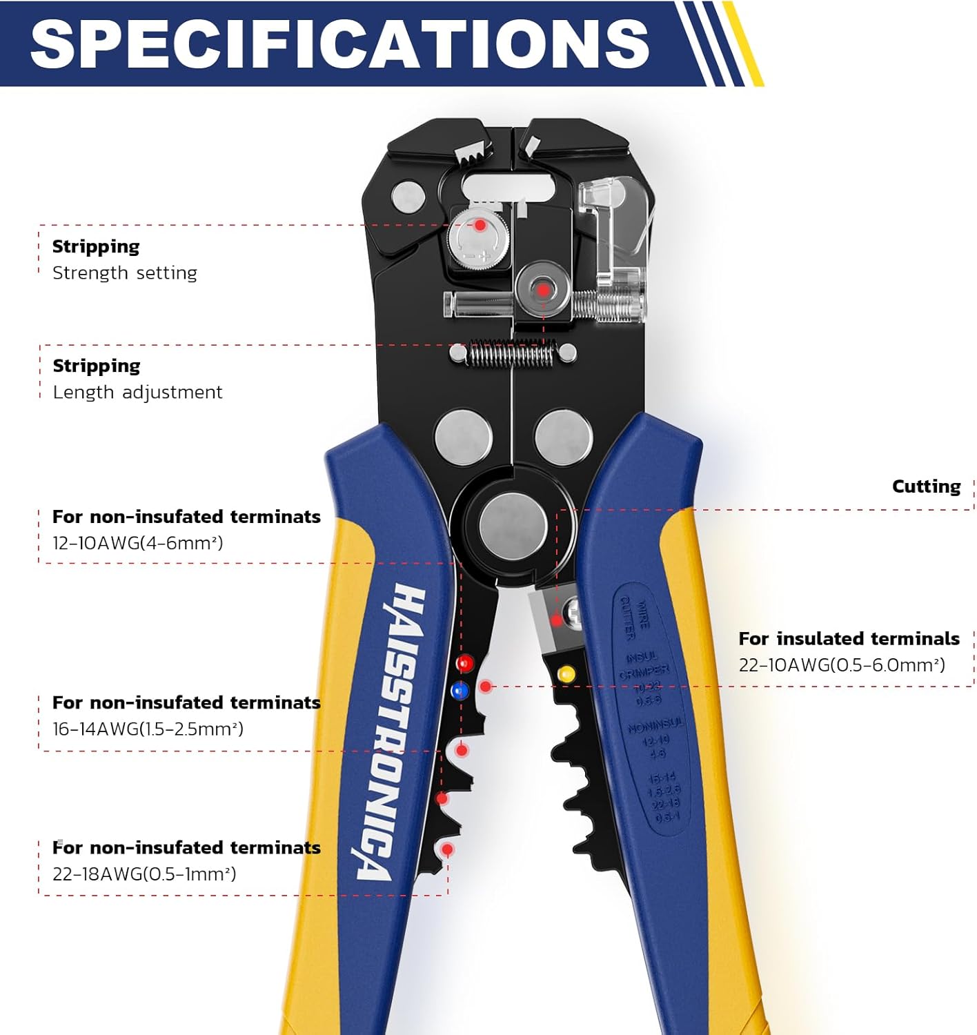 haisstronica 201PCS Wire Stripper Kit - Automatic Wire Stripping Tool for AWG 24-10 Cables with Insulated Terminals, Self Adjusting Universal Wire strippers and Crimpers for Electrical Work