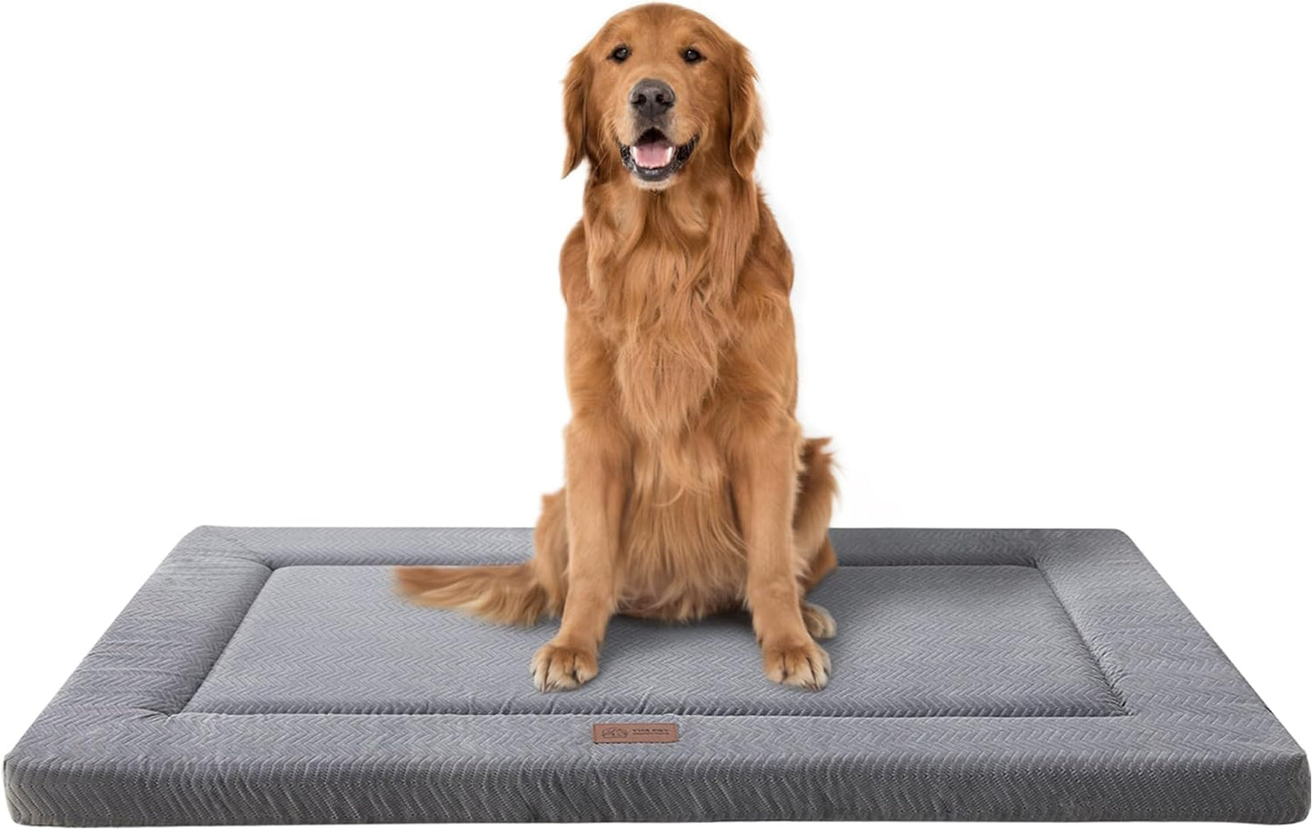 WESTERN HOME Large Dog Bed, Large Dog Crate Beds with Soft Wavy Plush Comfortable Anti-Slip Washable Pet Bed Mat for Dogs & Cats, Grey, 47x29 inches
