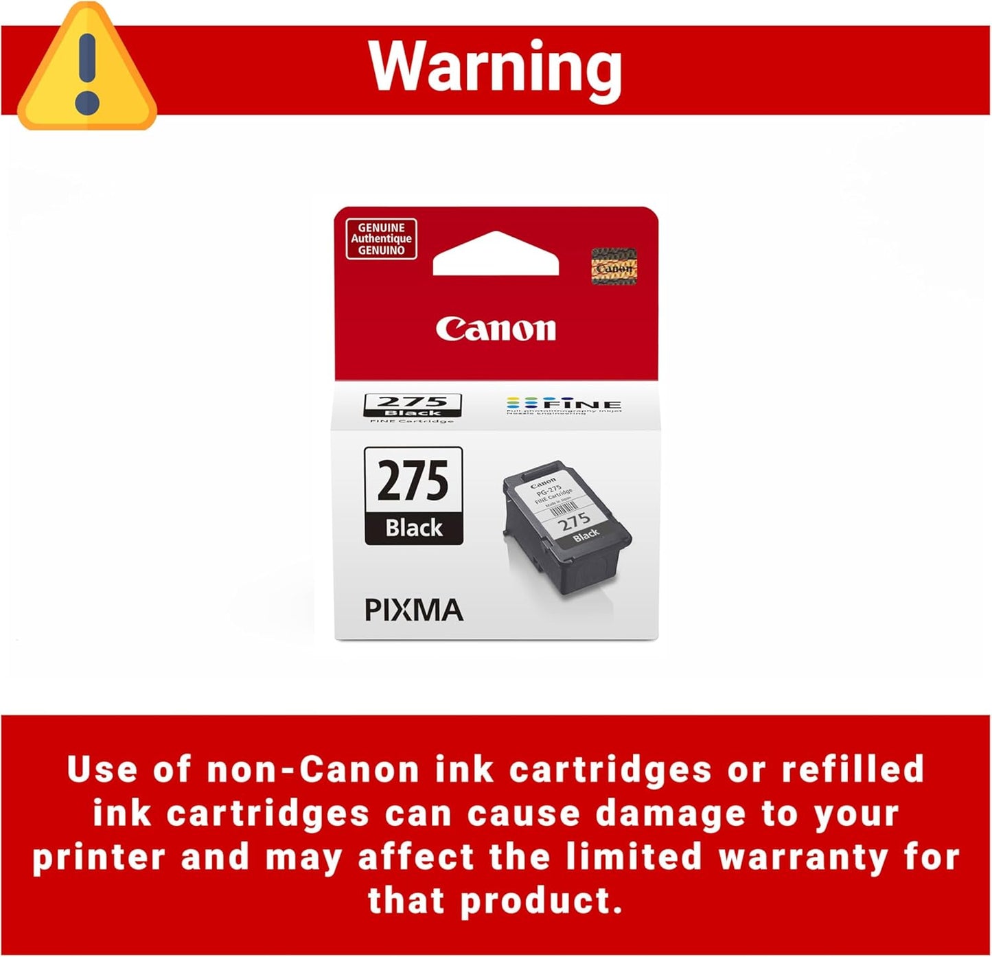 Canon PG-275 Genuine Black Ink Cartridge, Compatible with TS3520/3522, TR4720/4722, TS3720/3722