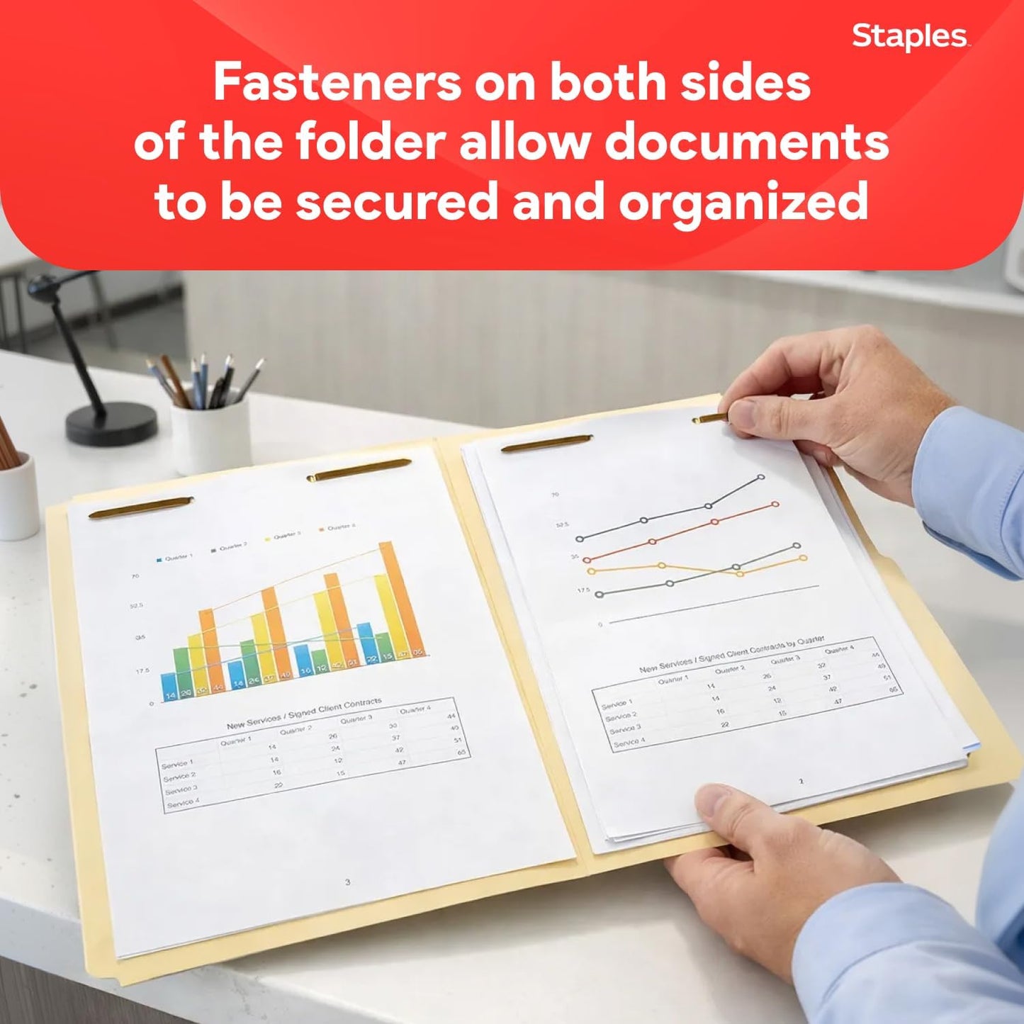 Staples Reinforced Classification Folder with Fasteners, Letter Size, 3/4″ Expansion, Manila Pressboard, Durable Construction, 50/Pack