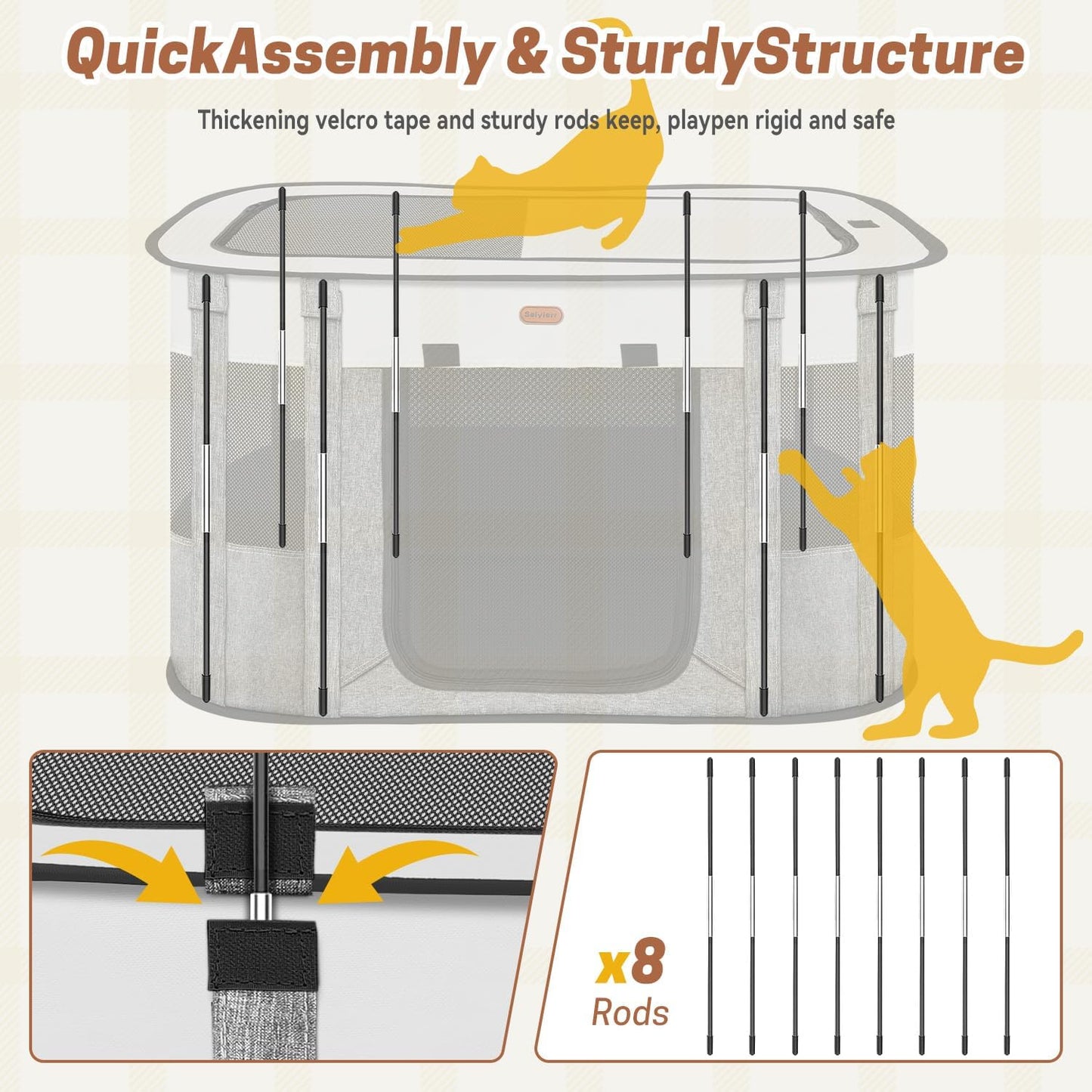 Foldable Pet Playpen - Cat & Puppy Playpen, Travel Dog Crate with Carrying Case, Cat Tent Dog Pen for Outdoor Camping Use