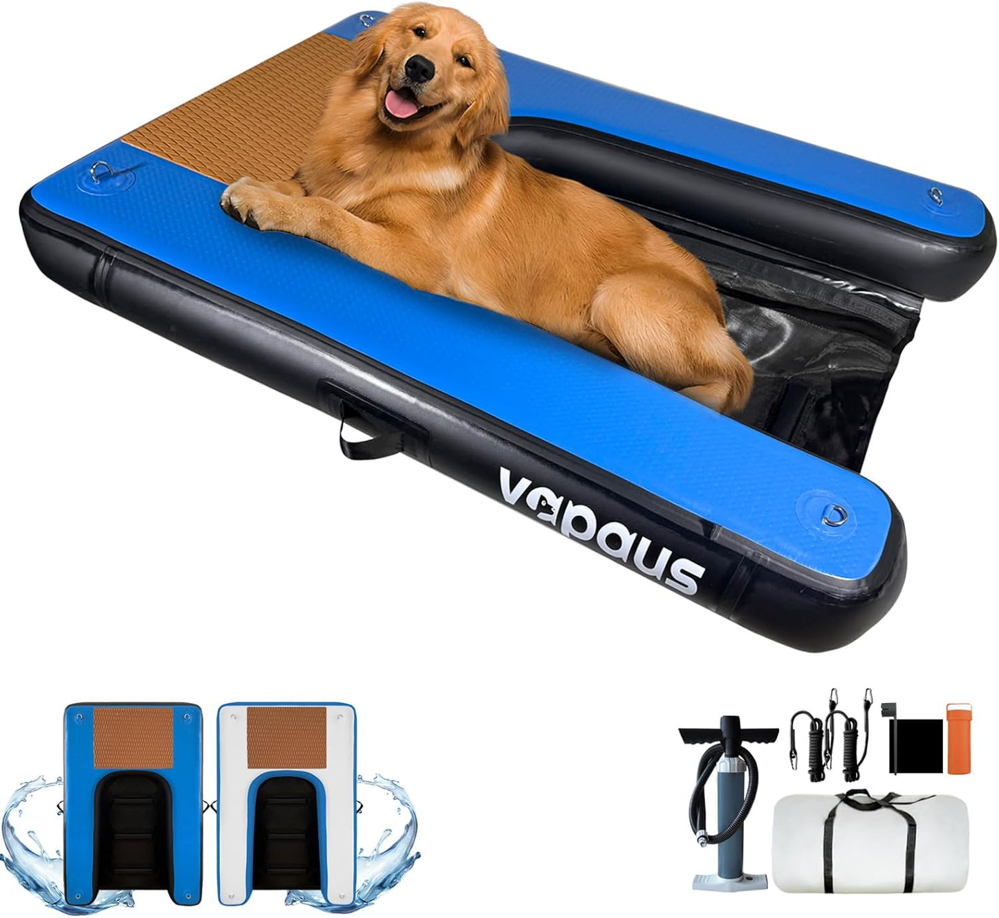 Vapaus Inflatable Dog Boat Ramp for Large Dogs – Floating Pup Ladder with Anti-Slip Surface, Portable Dog Water Ramp for Pool Dock Lake Boat – Heavy Duty Pet Boarding Platform