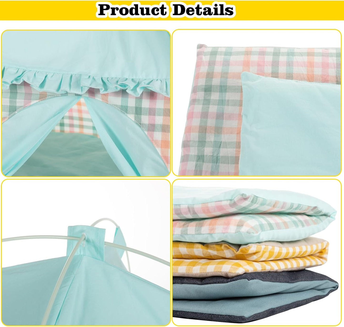 Foldable Cat Tent for Indoor & Outdoor Use - Features Breathable Mesh Fabric and a Stylish Denim Plaid Pattern | Perfect as Cat Tents, Cat House, or Puppy Tent