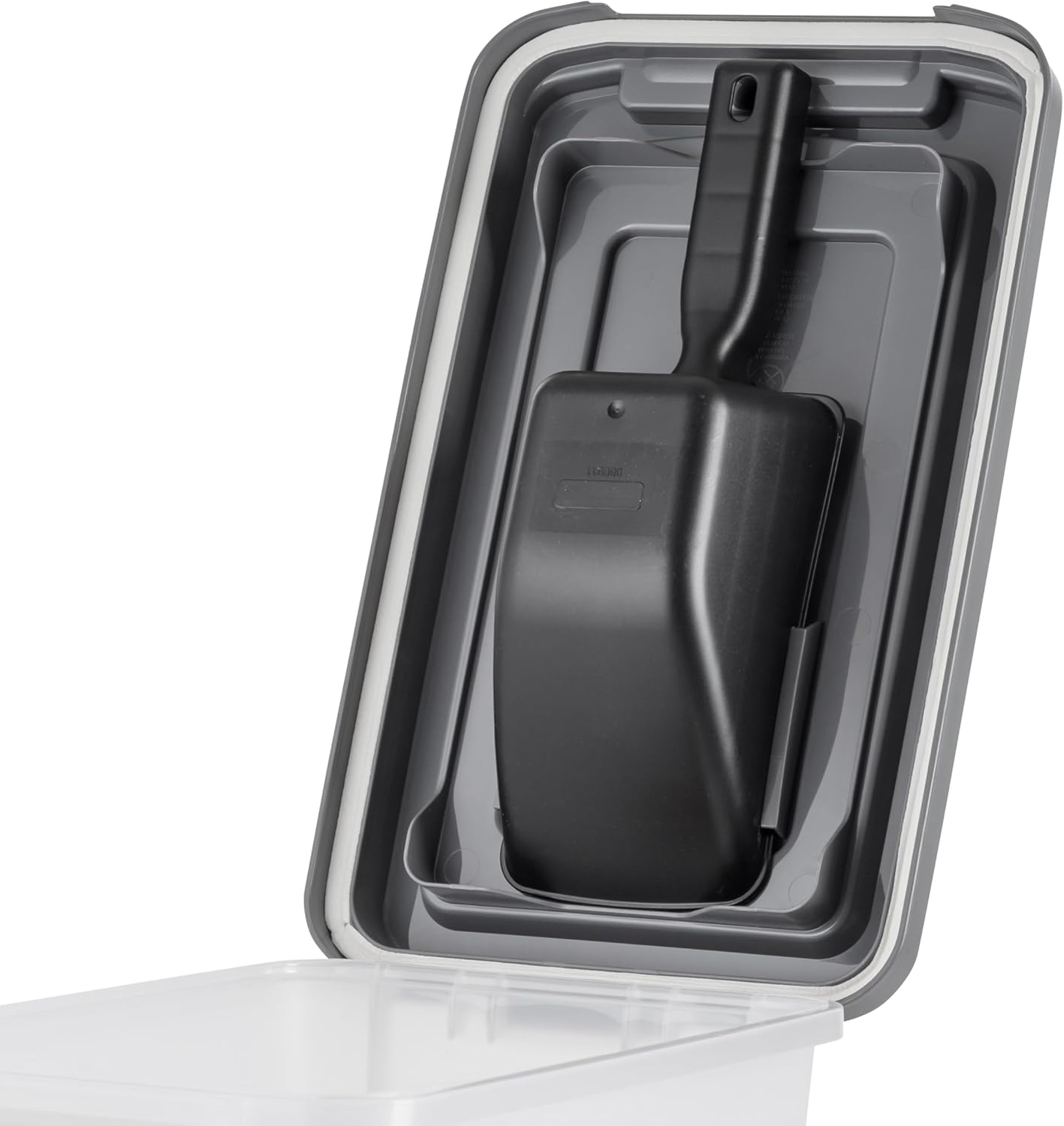 IRIS USA Dog Food Storage Container, Airtight Lid, 2-Cup Scoop, Up to 13 Pounds Pet Food Storage, Versatile Pet Food Bin, Treats, BPA Free, Dark Gray