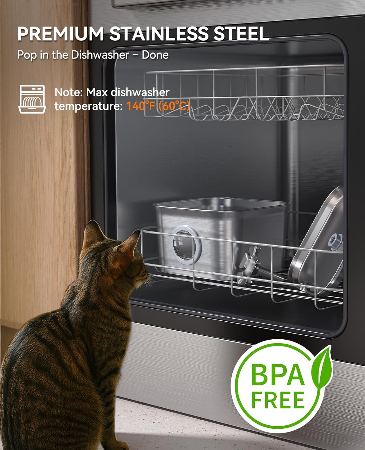 Stainless Steel Cat Water Fountain, 99oz/2.8L Auto Pet Drinking Fountain with 20dB Ultra-Quiet Pump- Ideal for Timid Pets, LED Water Level Window, Dishwasher Safe, 24/7 Circulating Flow - FEELNEEDY