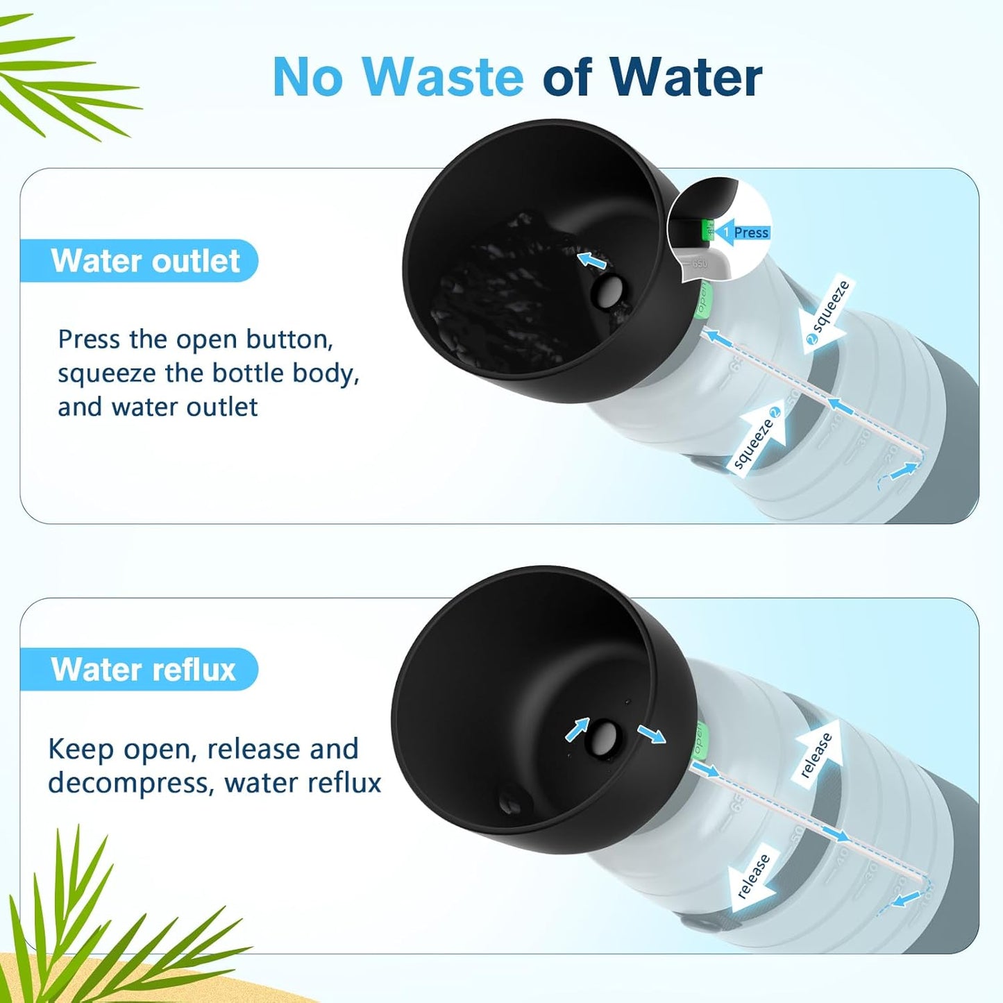 Pecute Upgraded 22 oz Dog Water Bottle with 5 oz Food Container, Portable Dog Travel Water Bottle Dispenser, Leakproof, BPA Free, Lightweight, Pet Water Bottle Bowl for Outdoor Walking Hiking Camping